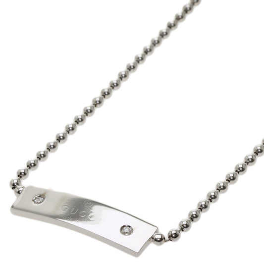 Gucci Plate 2P Diamond Necklace K18 White Gold Ladies GUCCI