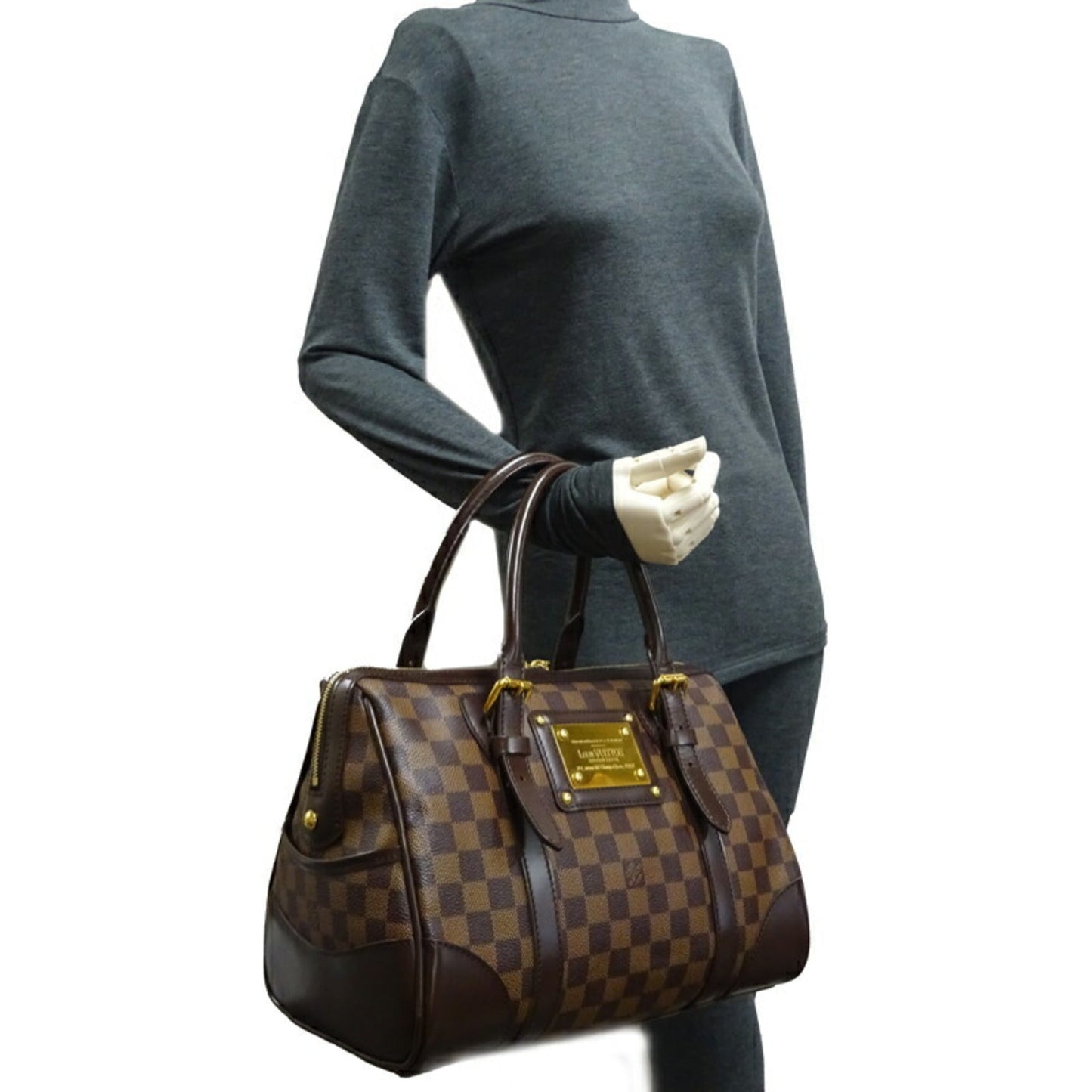 Louis Vuitton Berkeley Ladies Handbag N52000 Damier Ebene (Brown)