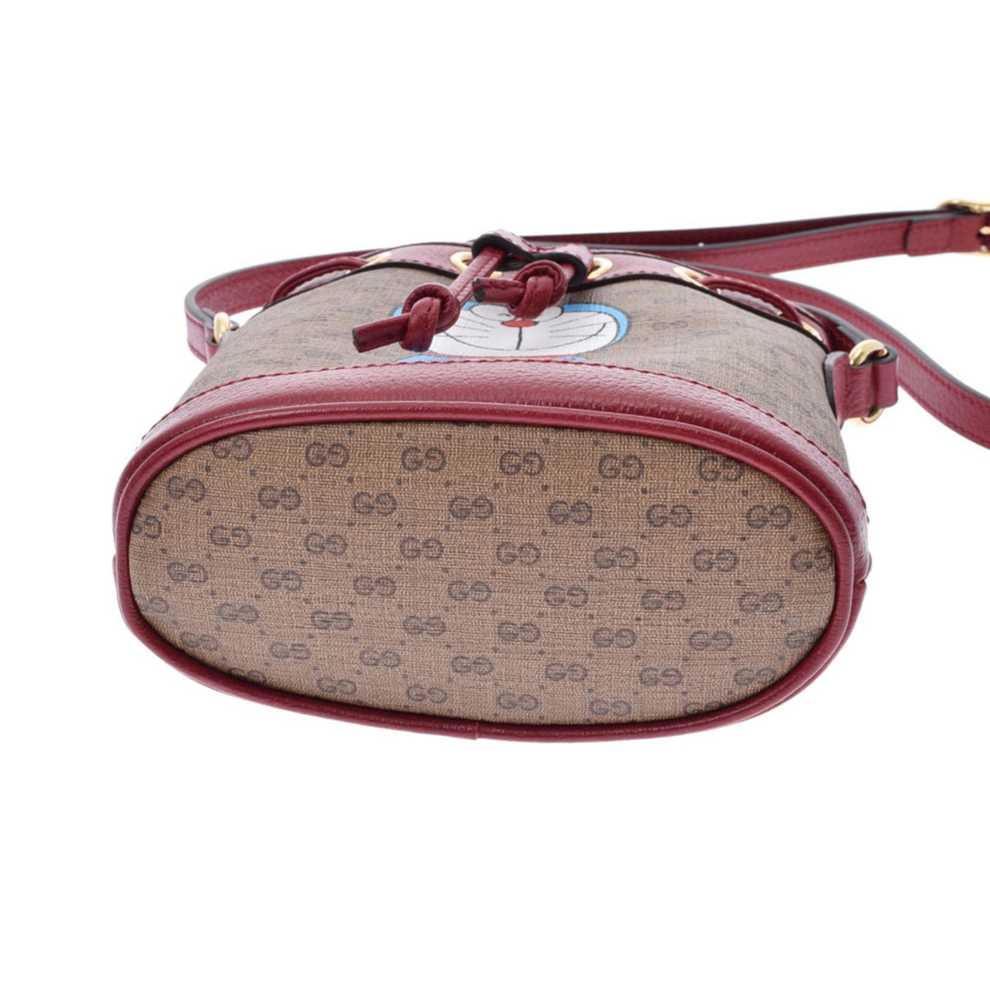 Gucci Doraemon Collaboration Mini Type Beige/Red 647801 Women's PVC/Calf Shoulder Bag