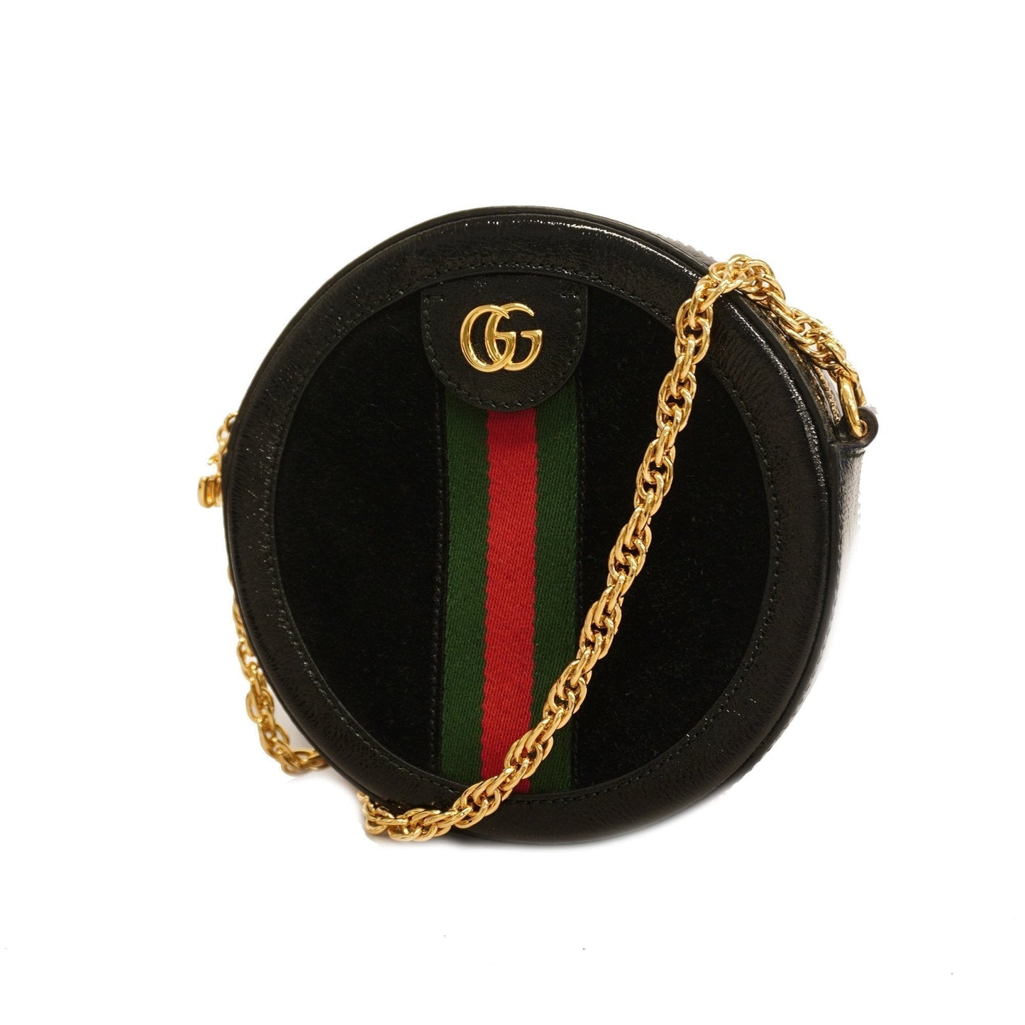 Gucci shoulder bag sherry 550618 suede black gold metal