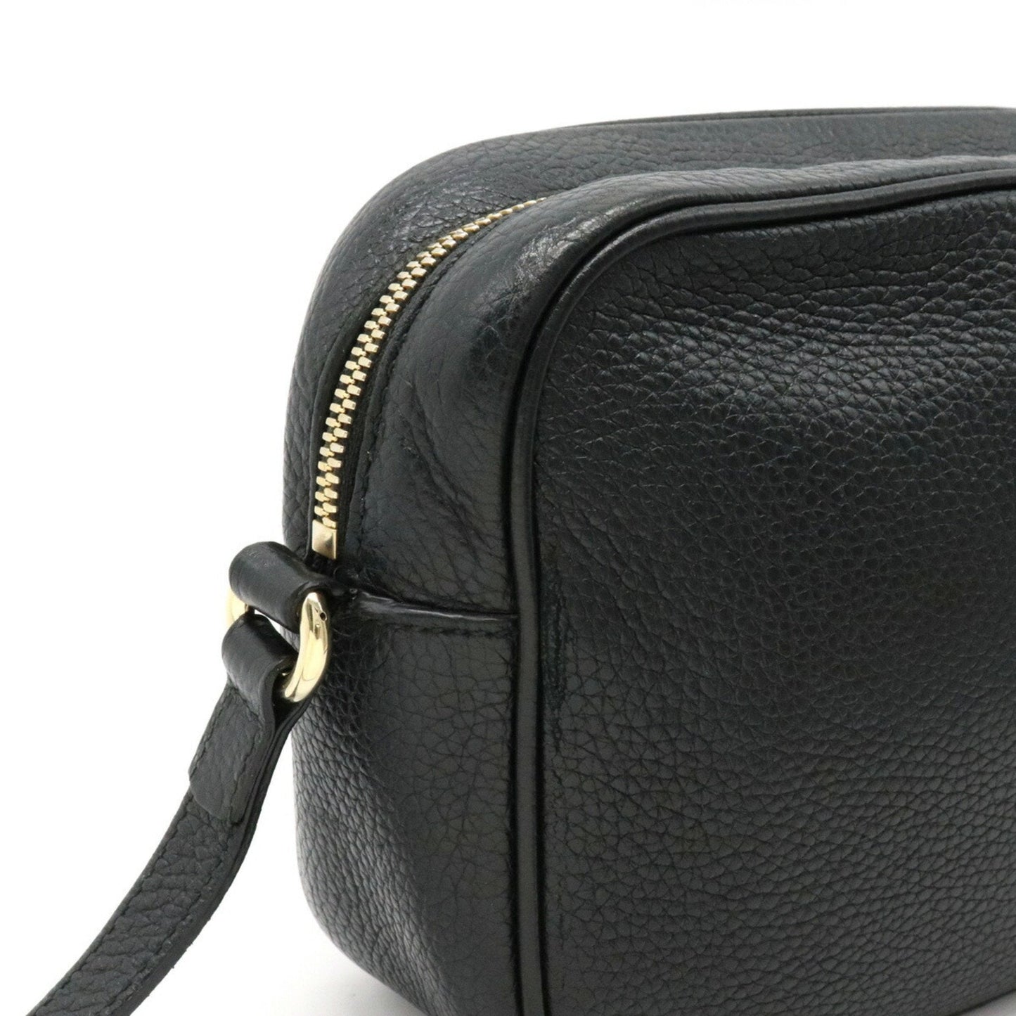 Gucci Soho Small Disco Tassel Shoulder Bag Pochette Leather Black 308364