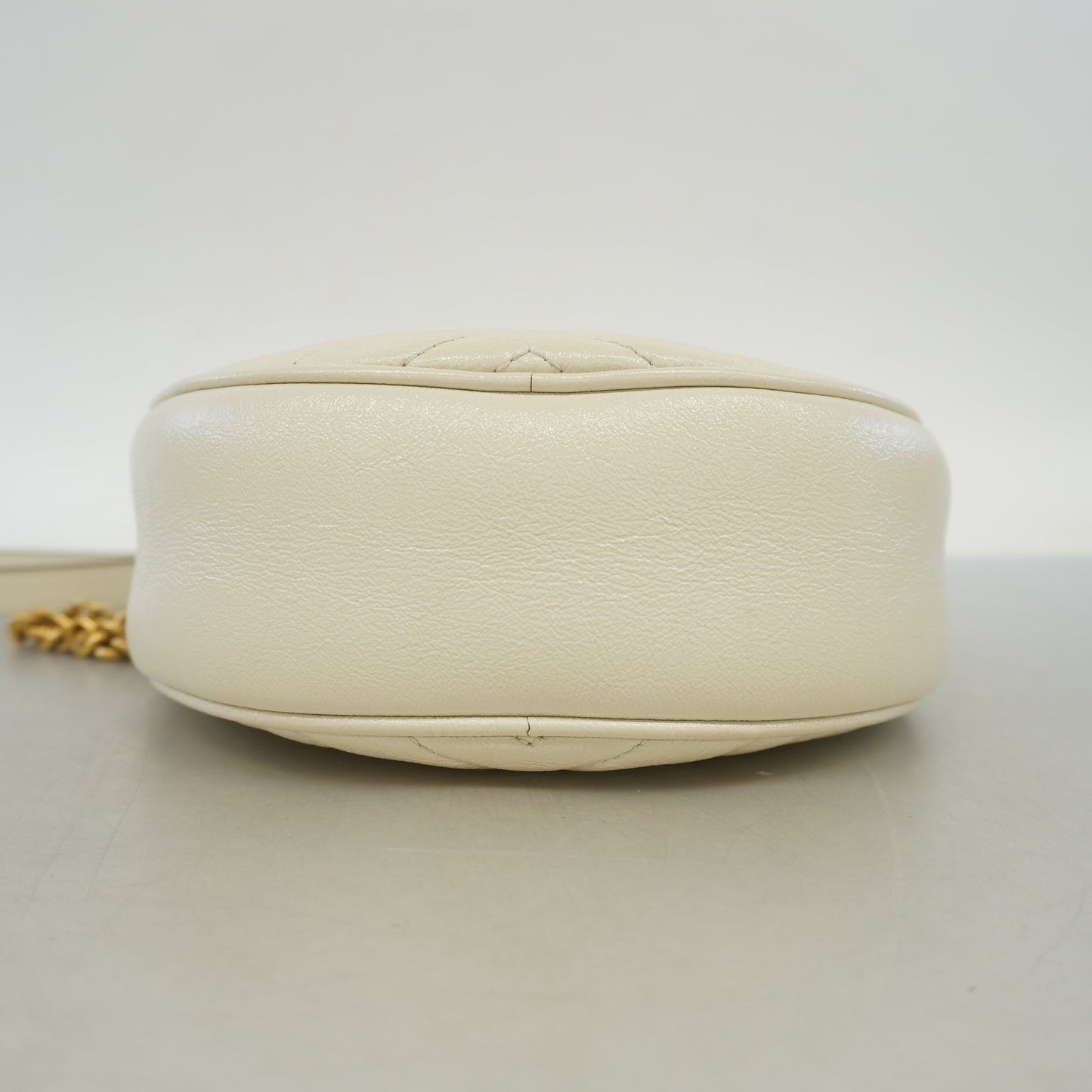 Gucci Shoulder Bag GG Marmont 550154 Leather Ivory Gold metal