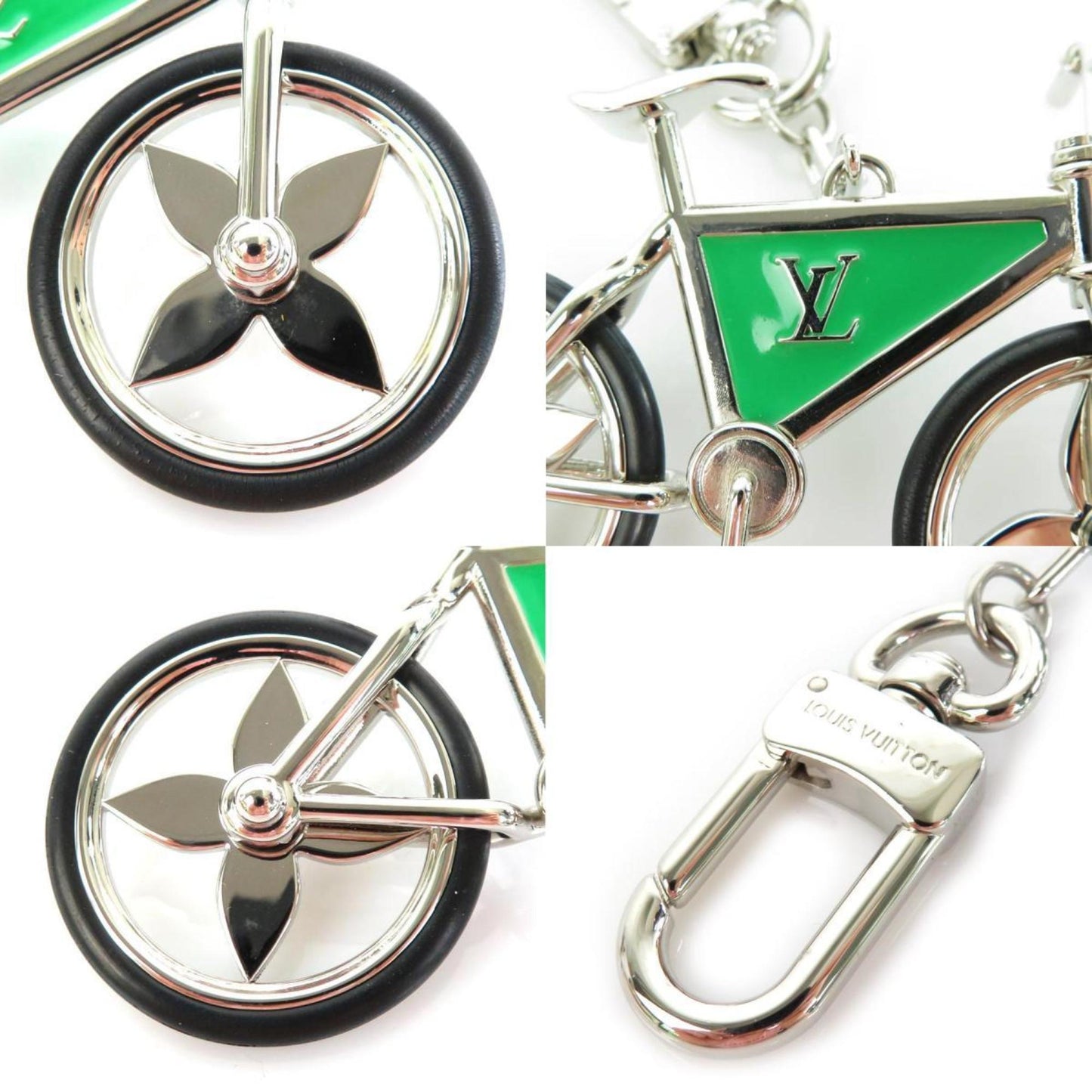 LOUIS VUITTON Charm Keychain Bijou Sac Bike Metal Silver x Green Unisex M77148