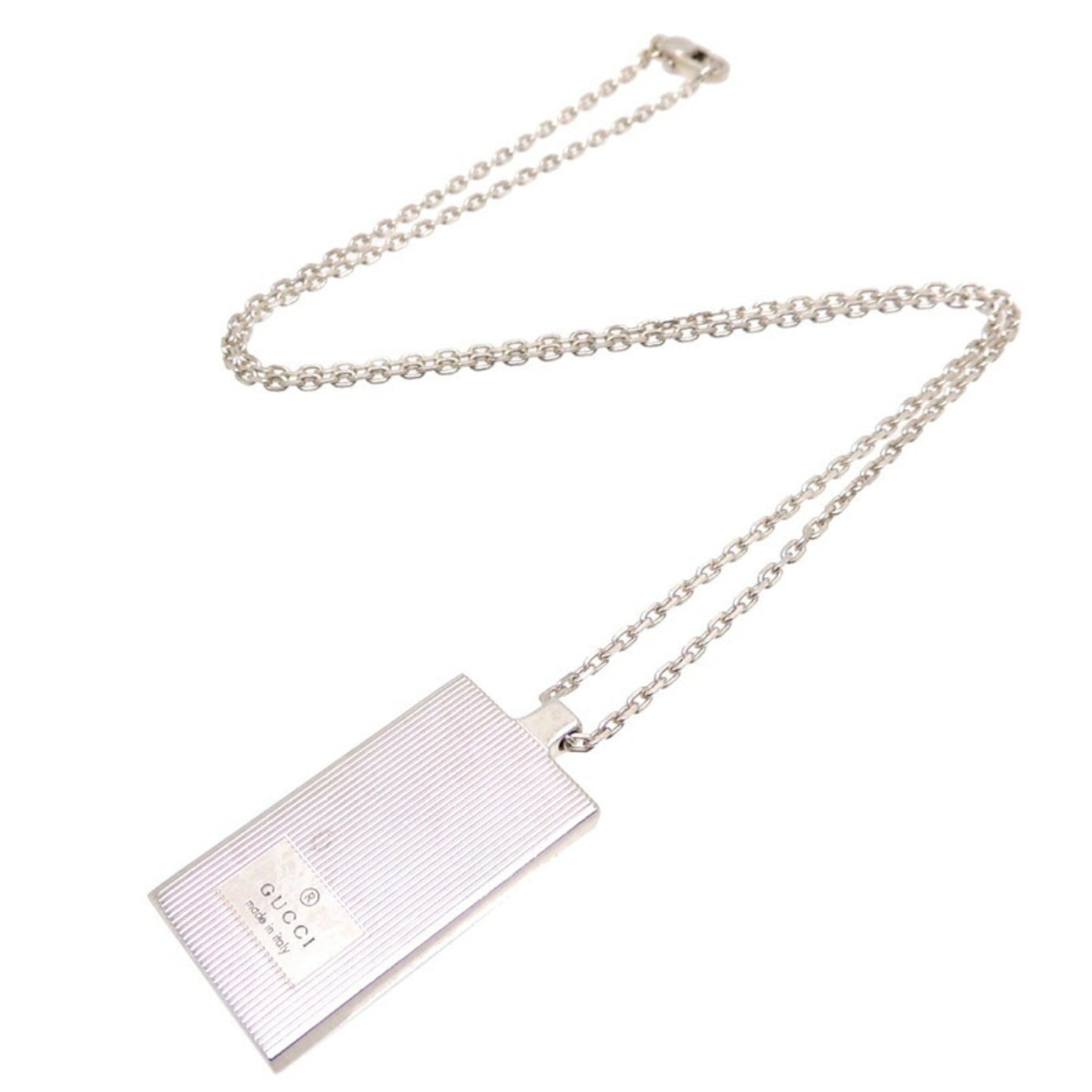 Gucci SV925 Plate Pendant Women's Men's Necklace Silver 925