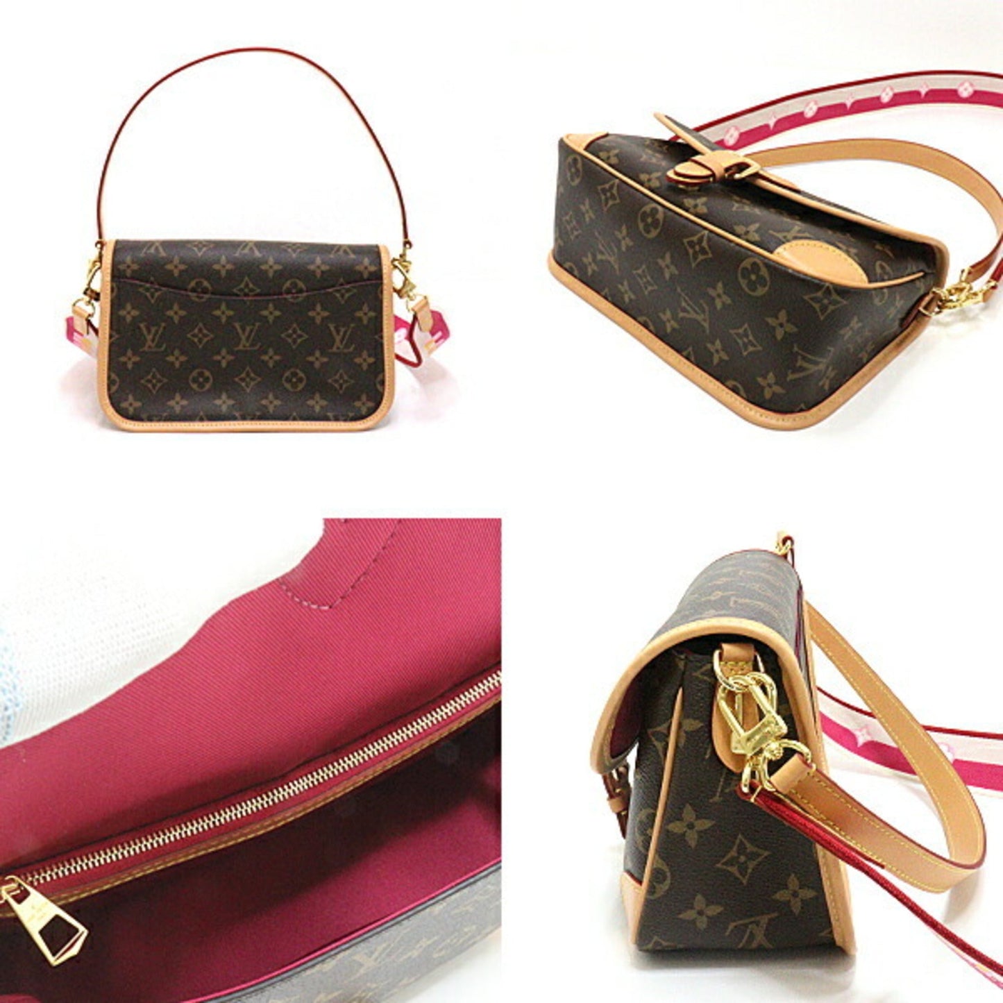 Louis Vuitton Diane NM PM Fuchsia M46049 Shoulder Bag Monogram Nume Leather