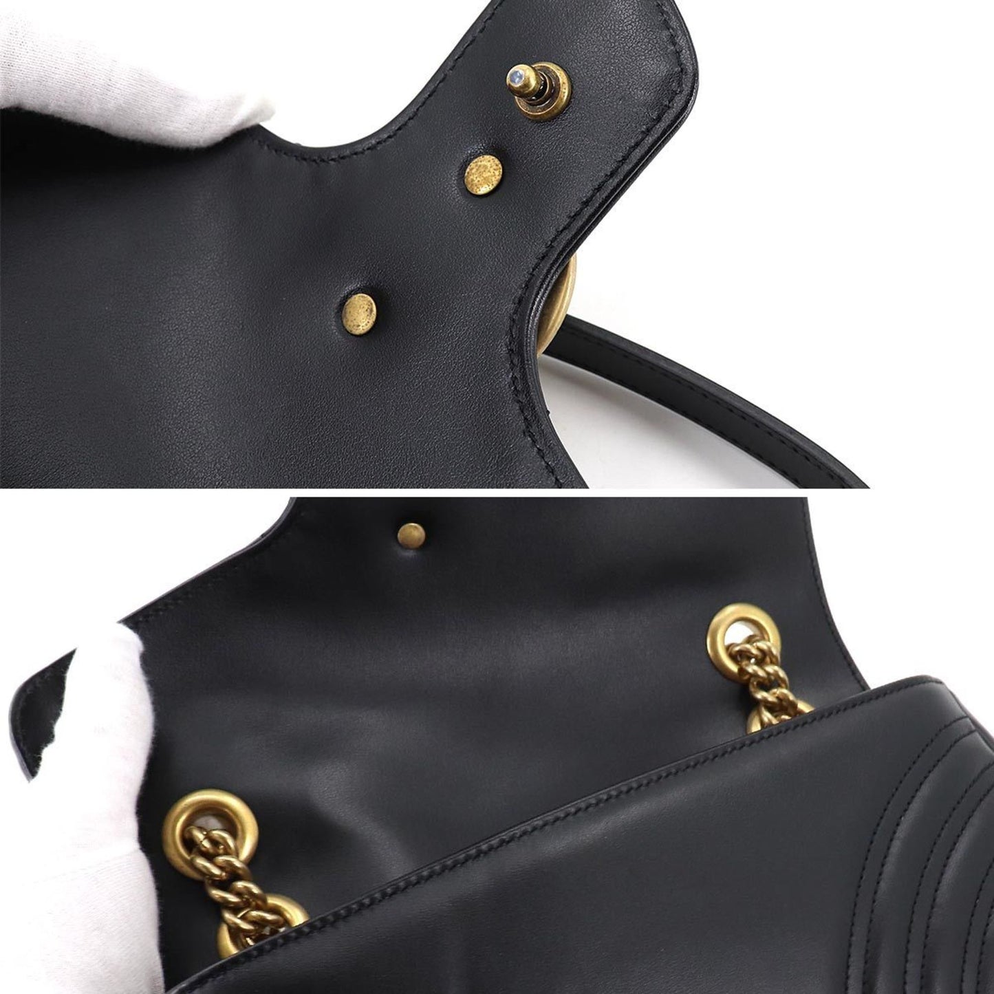 Gucci GG Marmont Quilted Small Shoulder Bag Leather Black 443497