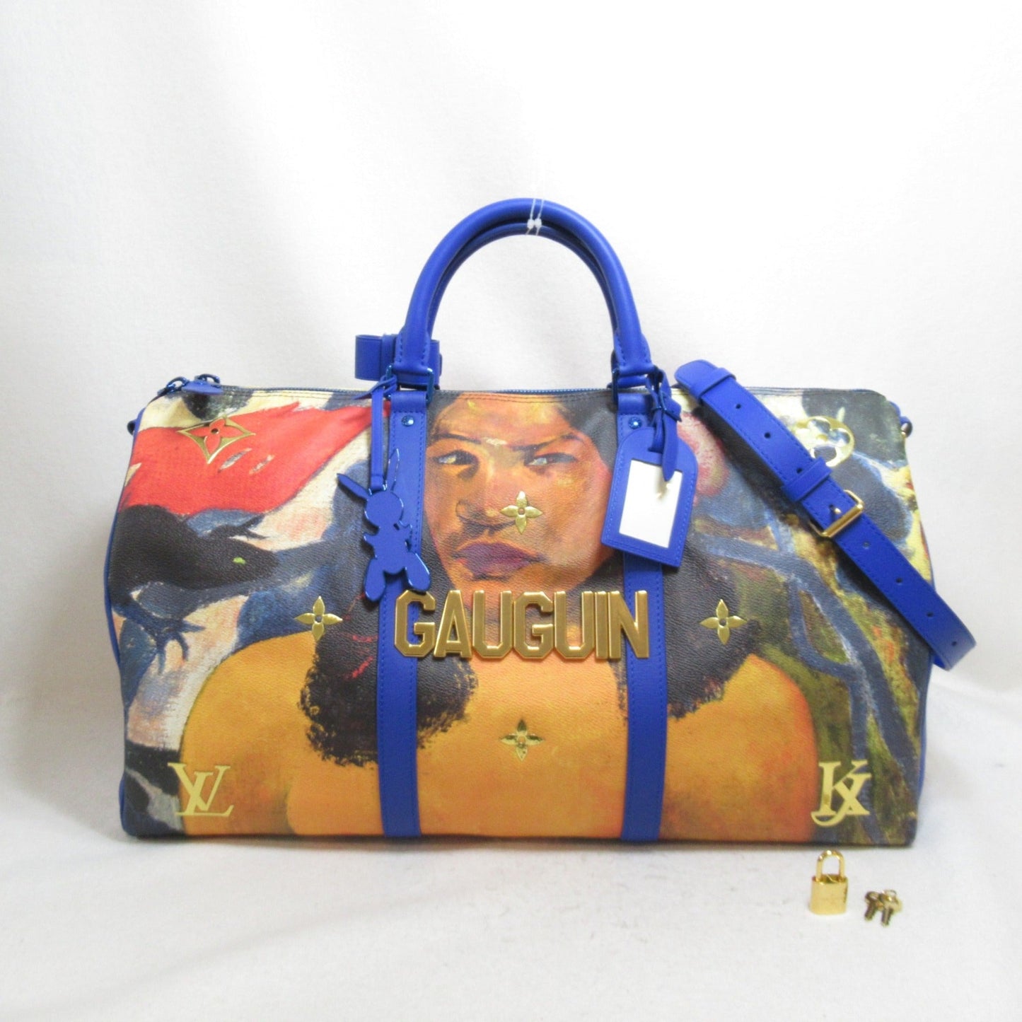 LOUIS VUITTON Gauguin Keepall Bandouliere 50 Boston Bag Blue PVC coated canvas Masters collection
