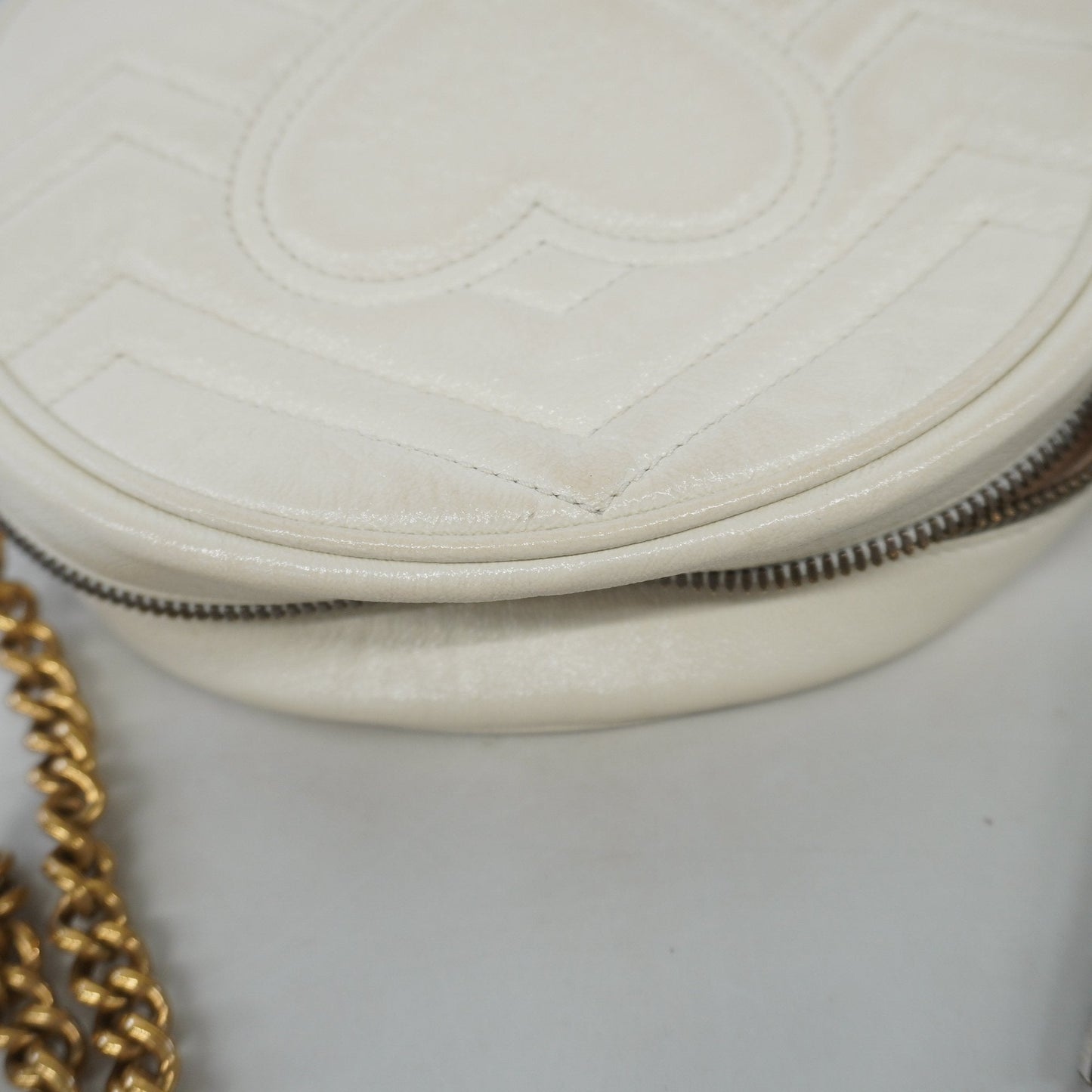 Gucci Shoulder Bag GG Marmont 550154 Leather Ivory Gold metal