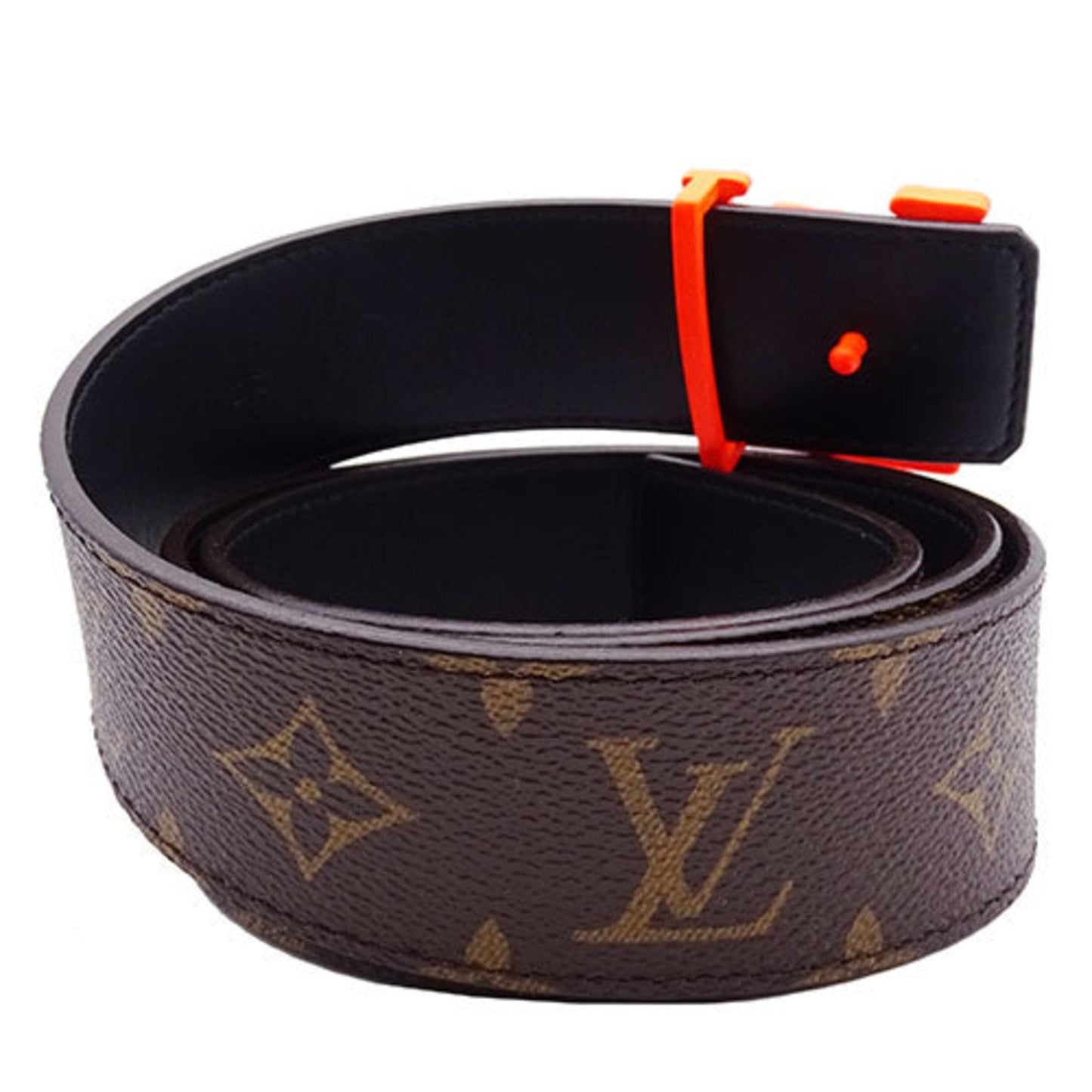 LOUIS VUITTON Belt Monogram Men's Sun Tulle LV Shape Orange MP216