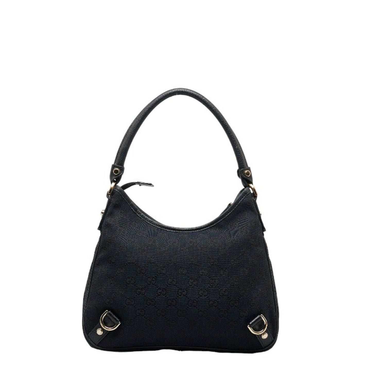 GUCCI GG Canvas Abbey 130738 Black Leather Women's