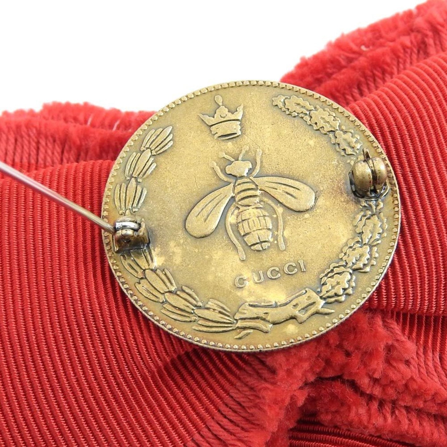 Gucci grosgrain brooch bow ribbon type red 460828I96528096 rhinestone bee