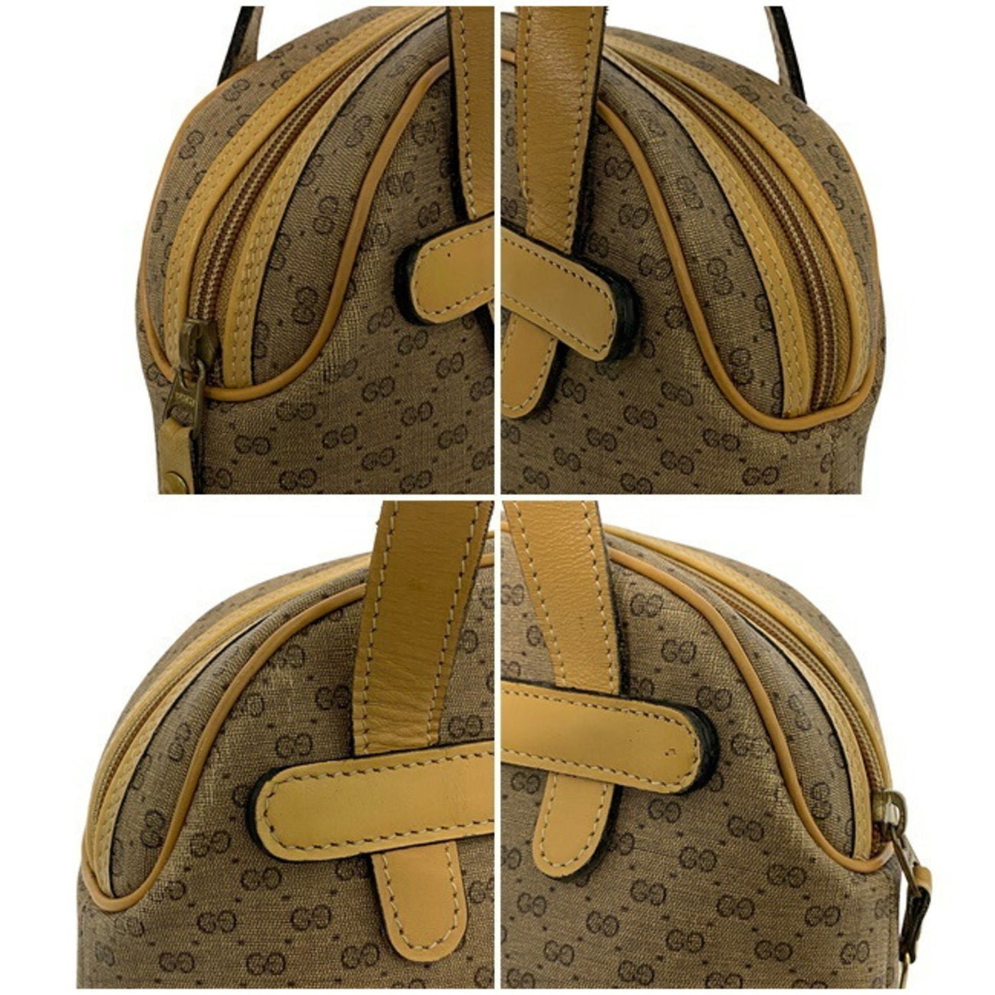 Gucci Handbag Beige Yellow Old Mini Boston Bag PVC Leather GUCCI Ladies Design