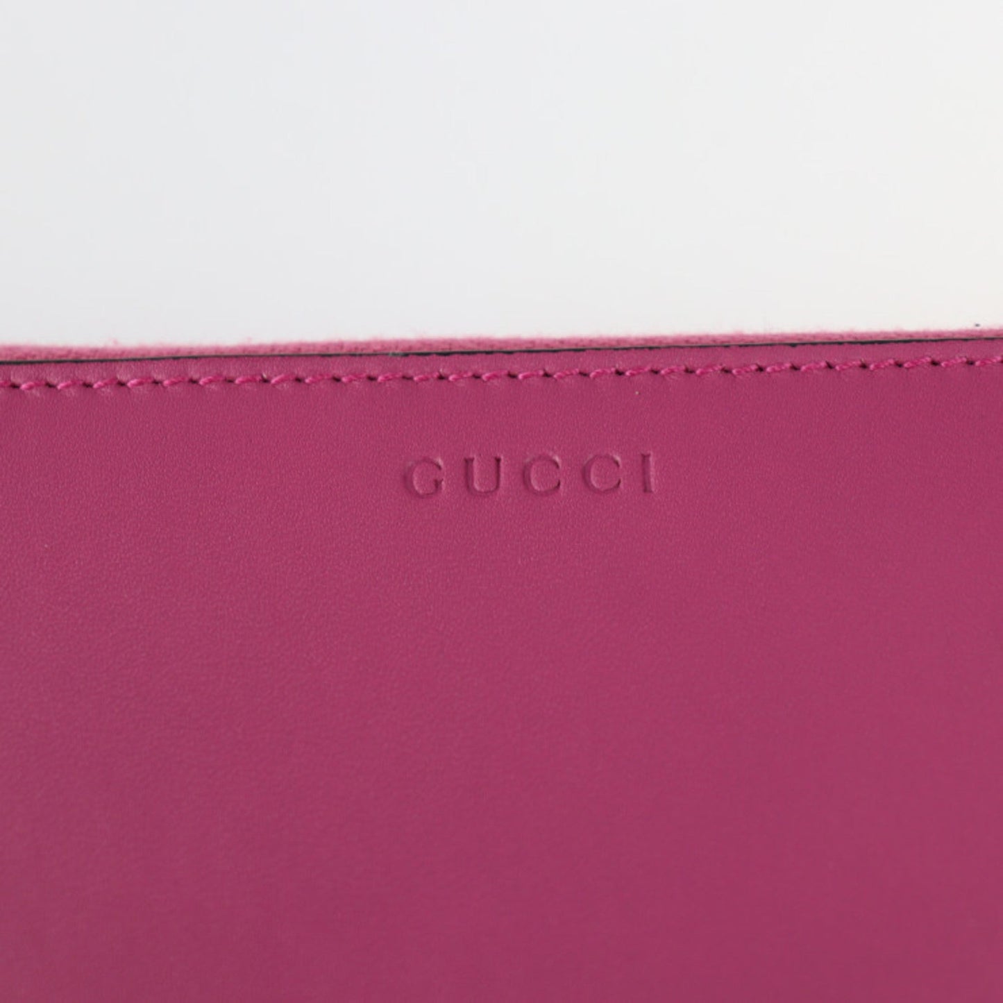 Gucci long wallet 410109 leather pink red gold hardware with strap round fastener wristlet