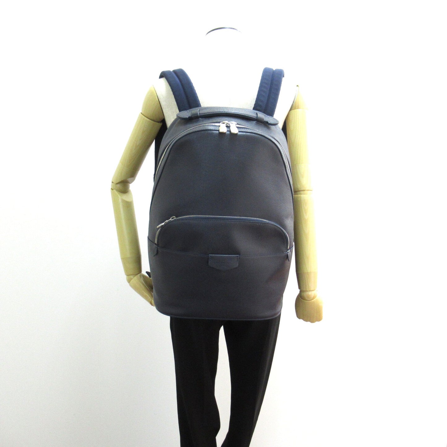LOUIS VUITTON Anton Backpack Navy Blue Marine Taiga leather M30149