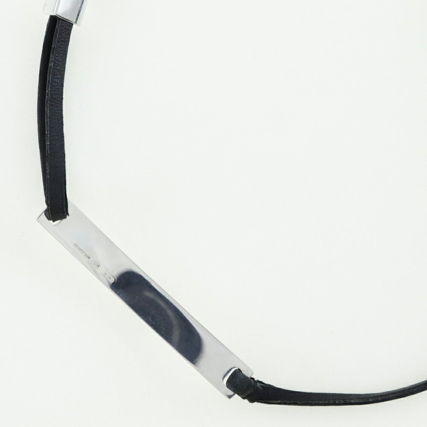 GUCCI Logo Plate Choker Silver 925 Made in Italy Black with logo Ladies