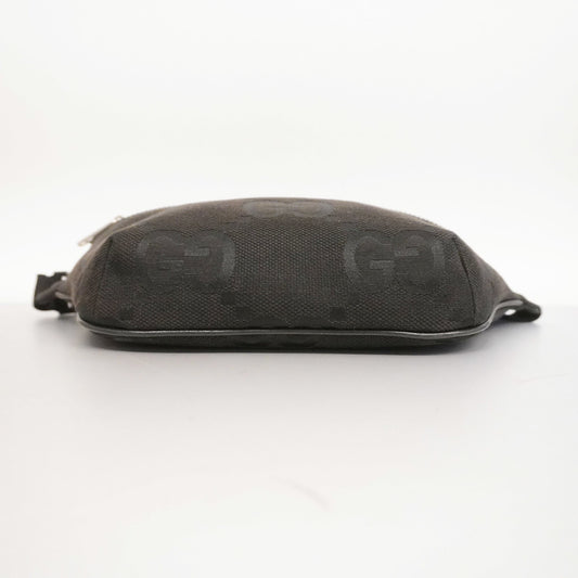 GUCCIAuth  Jumbo GG Jumbo GG 696031 Unisex Canvas Sling Bag Black
