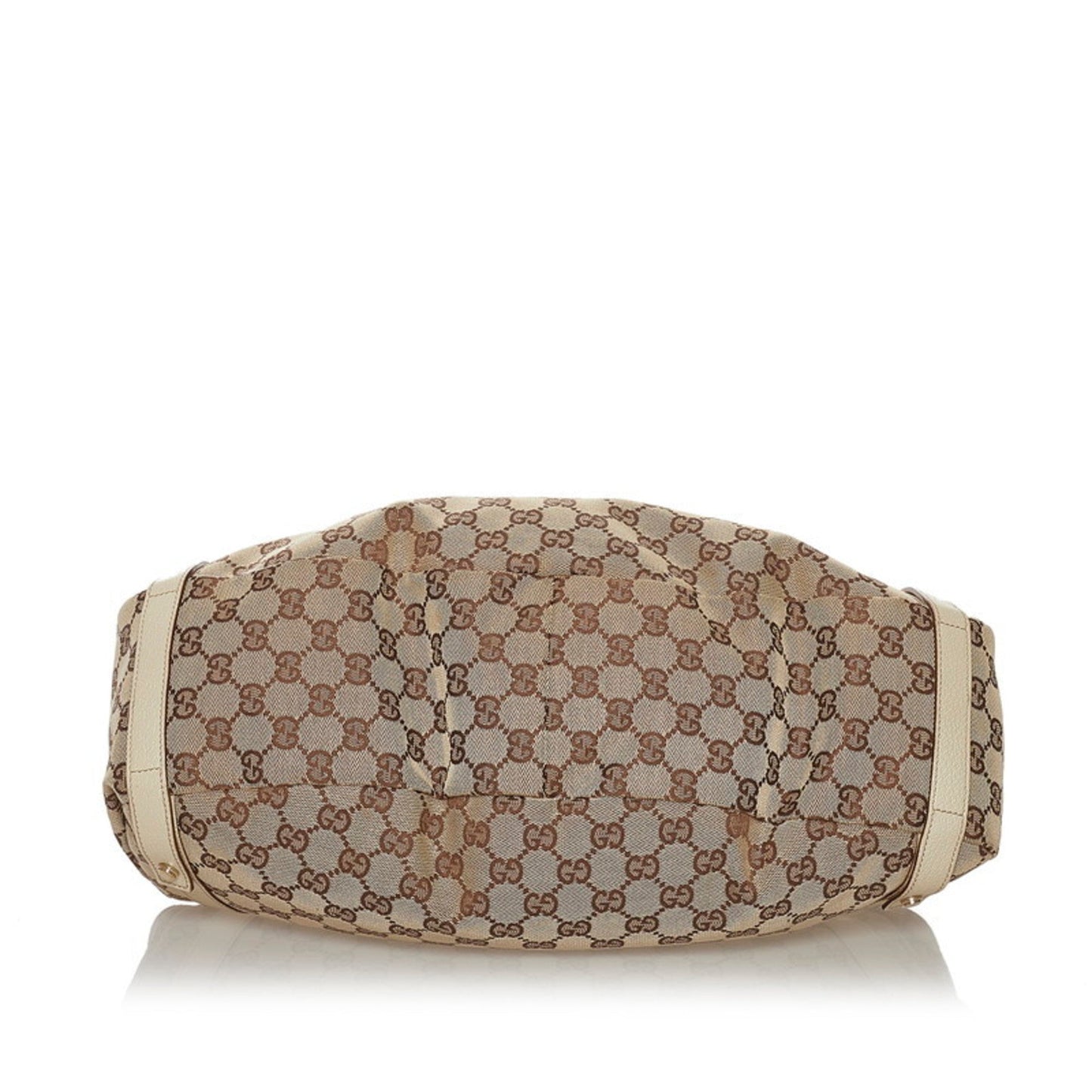 Gucci GG Canvas Handbag 130736 Beige Leather Ladies GUCCI