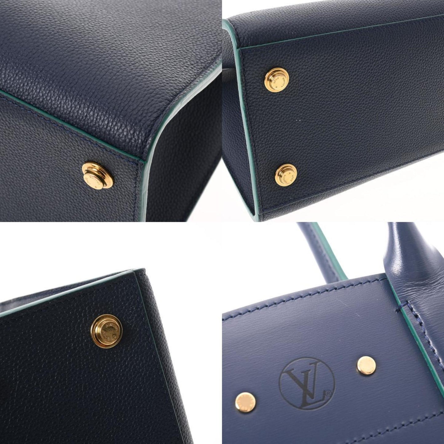 LOUIS VUITTON City Steamer MM Navy/Green Women's Leather Bag