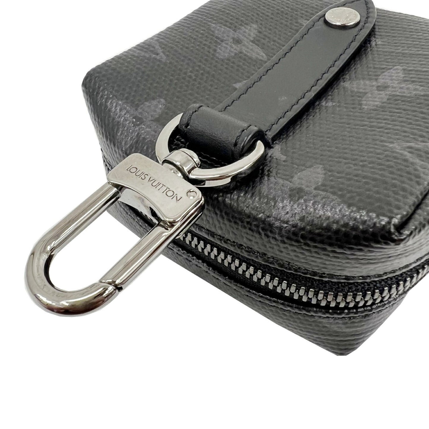 LOUIS VUITTON Bijoux Sack Square Pouch MP2467 Shiny Monogram Eclipse Rainbow Key Ring Bag Charm Belt Waist Men's