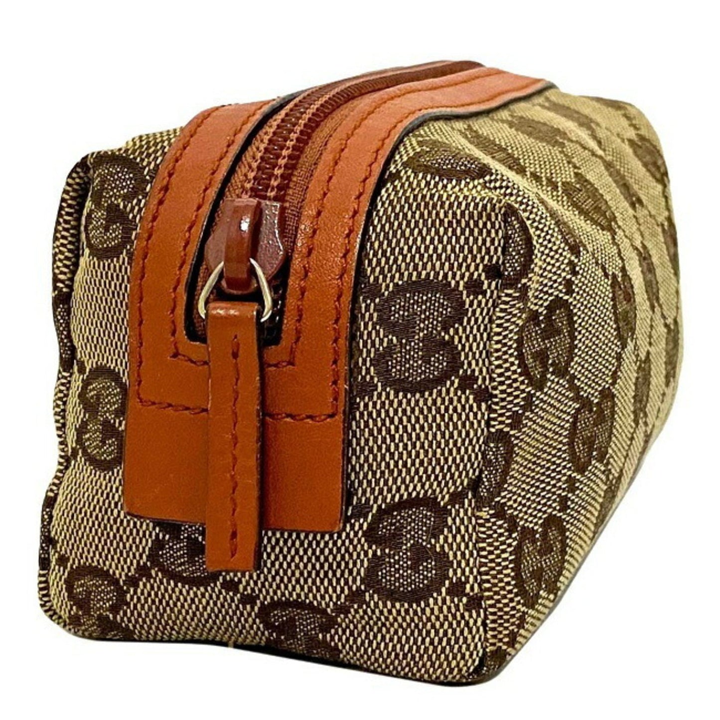 Gucci Pouch Beige Orange GG Canvas 29596 Leather GUCCI Ladies