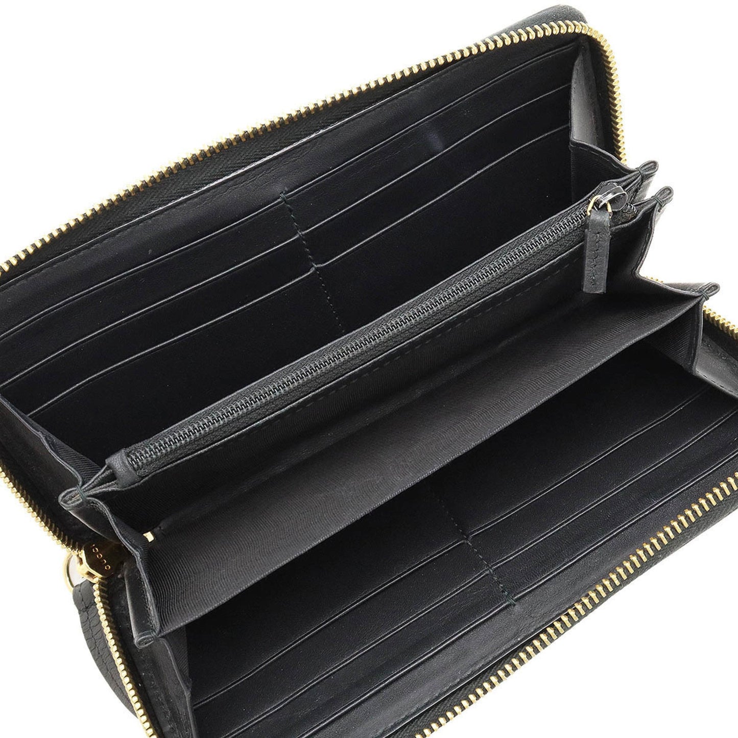 GUCCI SYLVIE Zip Around Round Long Wallet Leather Black 476083