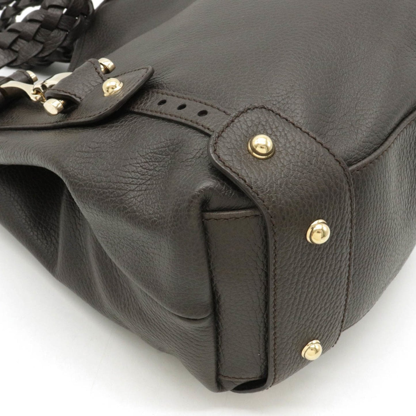 Gucci horsebit shoulder bag leather charcoal brown 336654