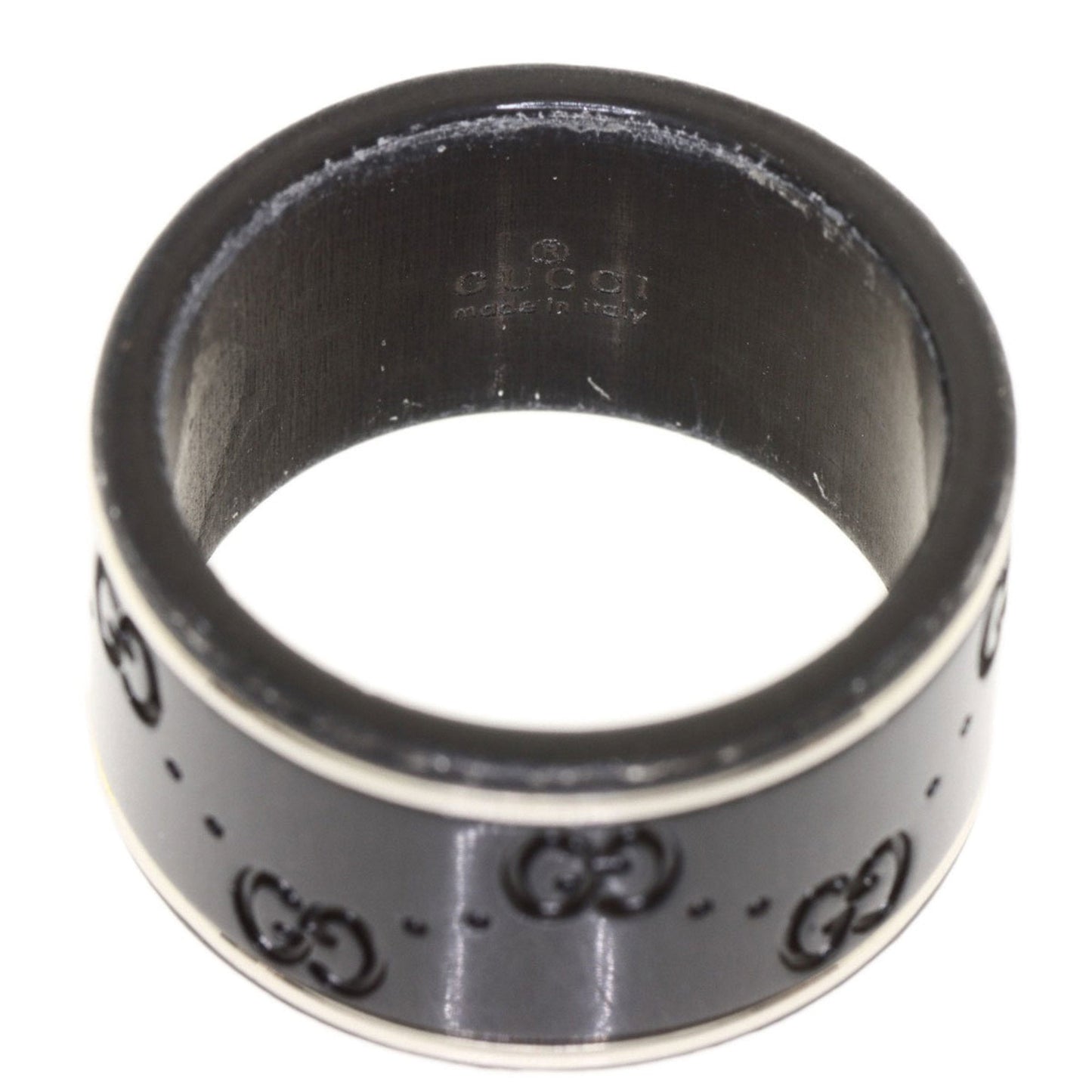 Gucci Icon Wide Black Corundum #12 Ring K18 White Gold Ladies GUCCI