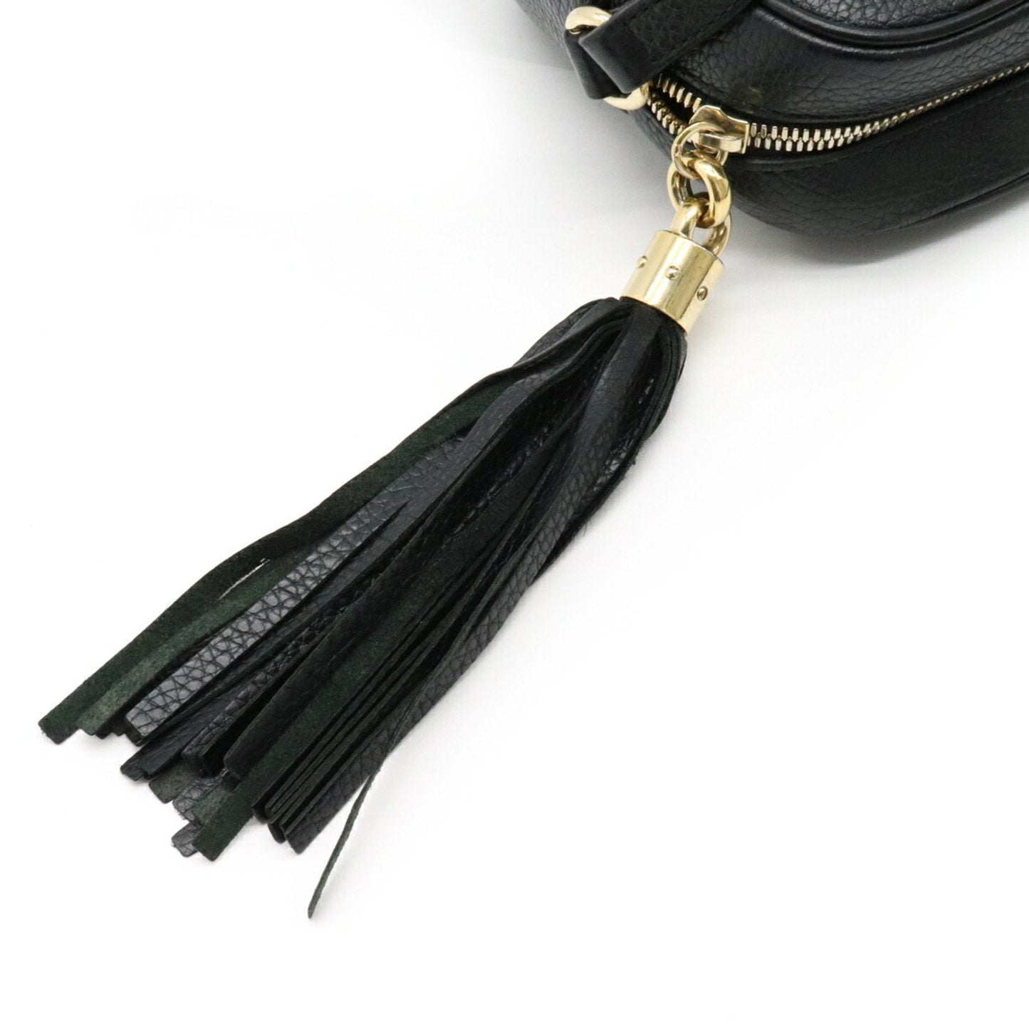 Gucci Soho Small Disco Tassel Shoulder Bag Pochette Leather Black 308364