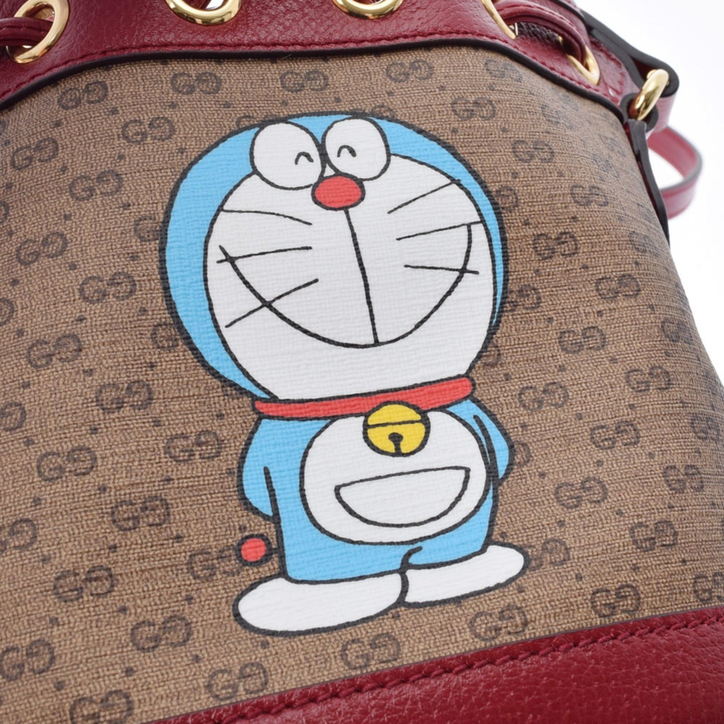 Gucci Doraemon Collaboration Mini Type Beige/Red 647801 Women's PVC/Calf Shoulder Bag