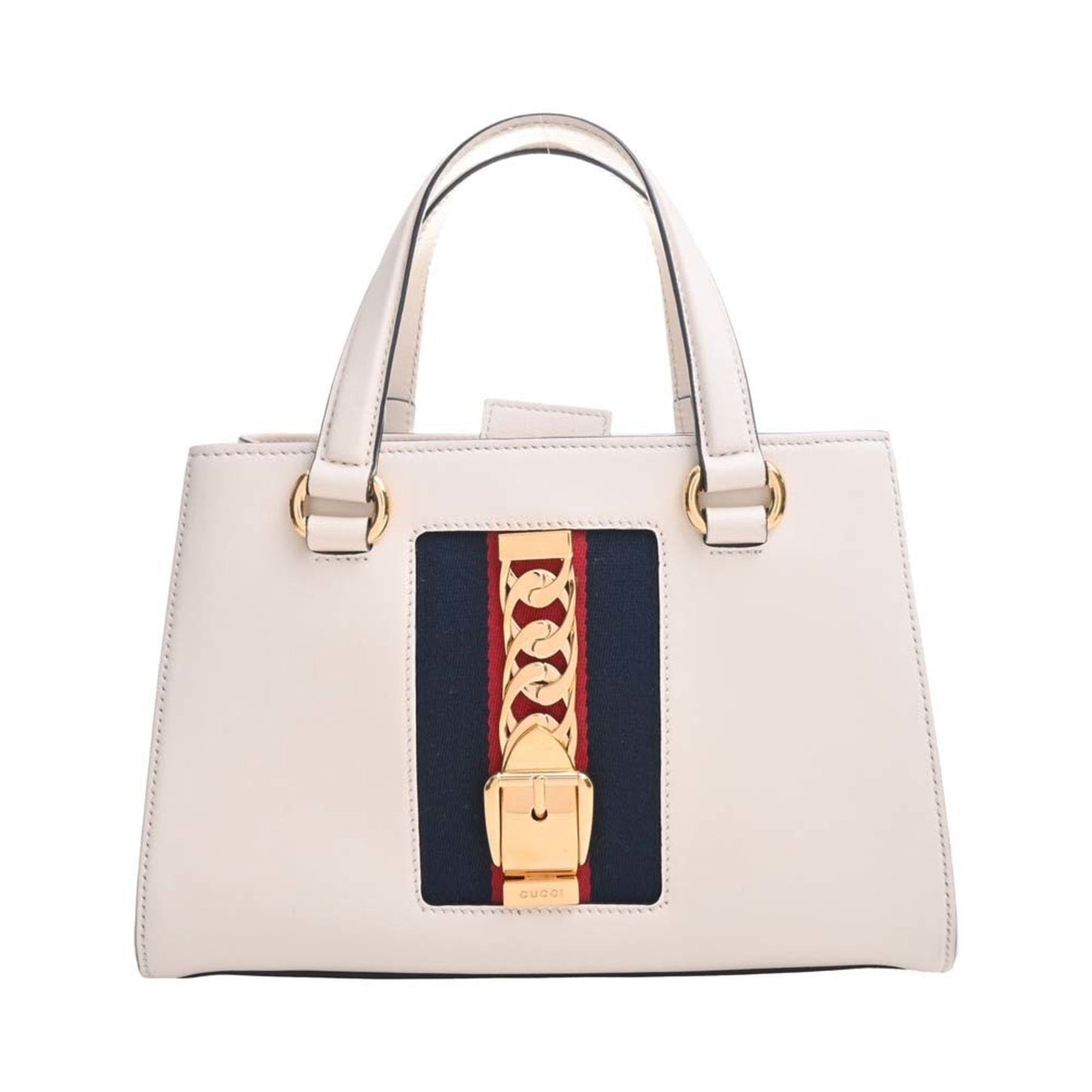 GUCCI Leather Sylvie Handbag 460381 White Ladies