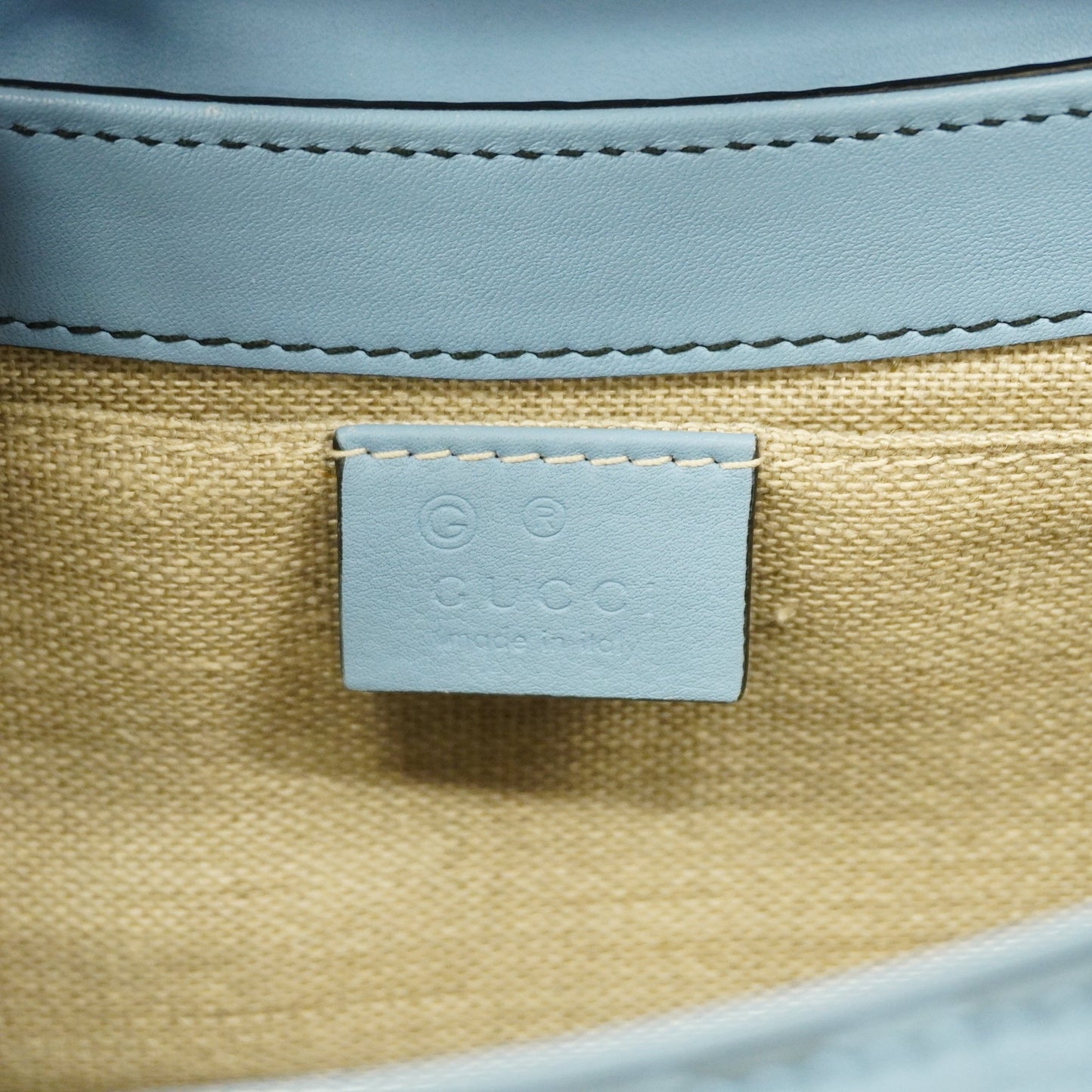 GUCCIAuth  Micro GG Emily 449635 Women's Leather Shoulder Bag Light Blue