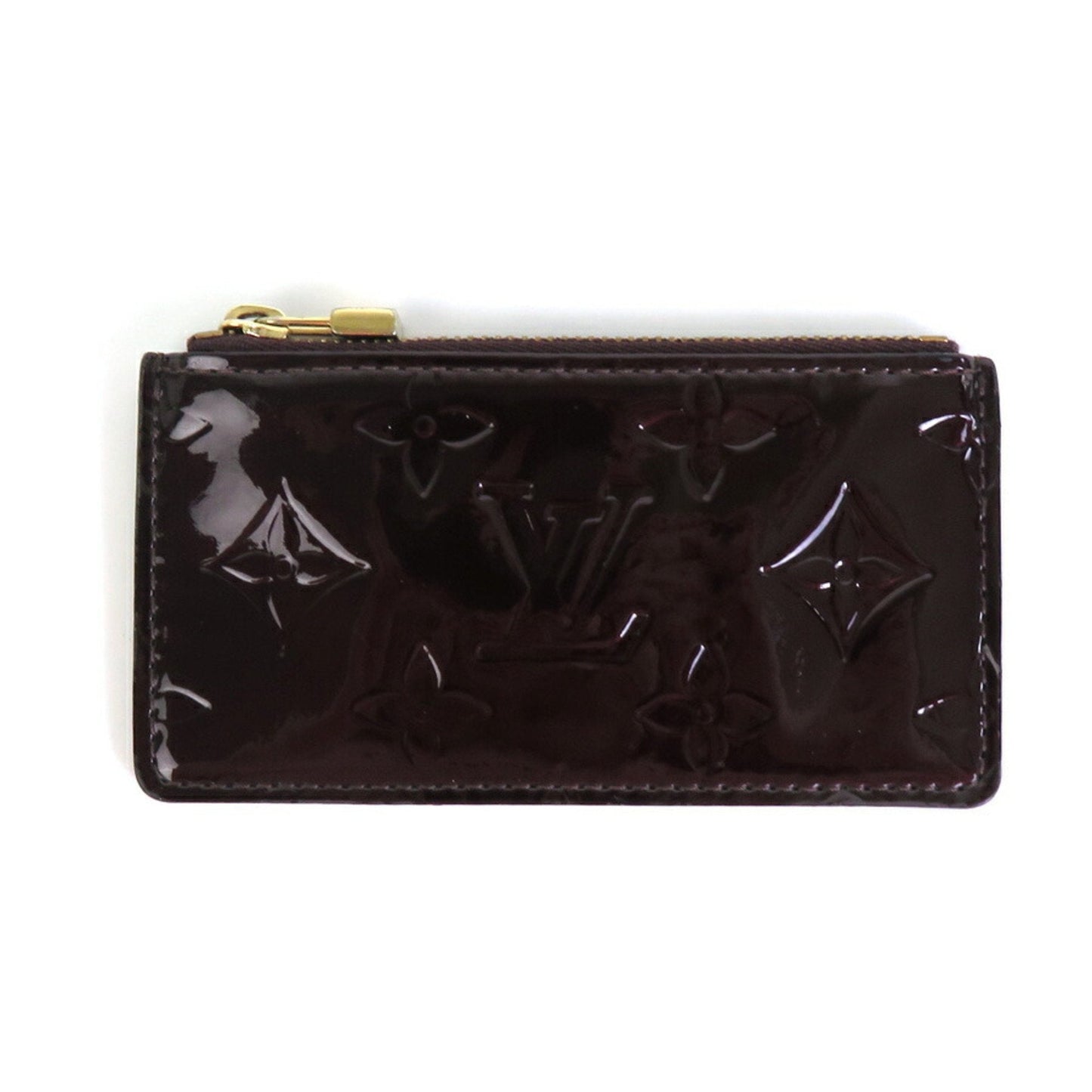 LOUIS VUITTON coin case key monogram verni pochette cre patent leather amaranto gold unisex M93518
