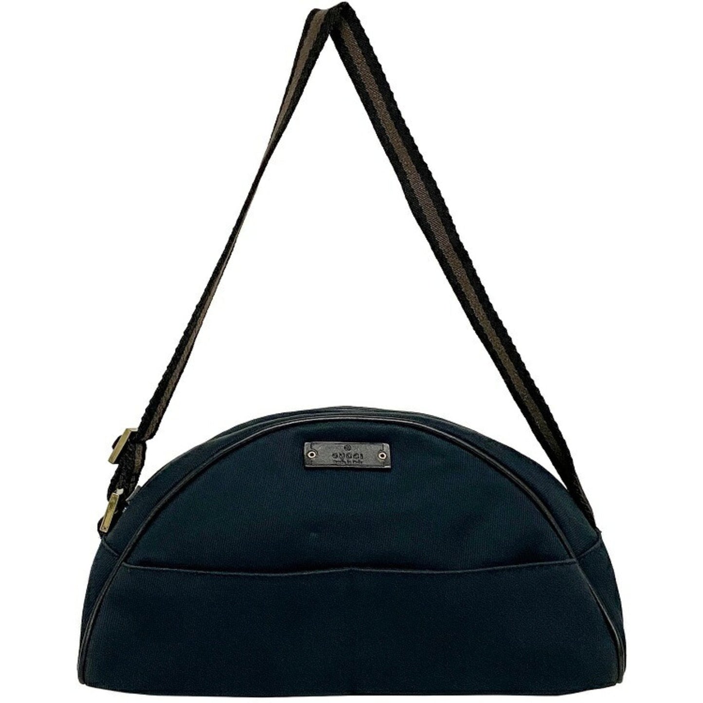Gucci Shoulder Bag Black Micro GG 90781 Canvas Leather GUCCI Half Moon Handbag