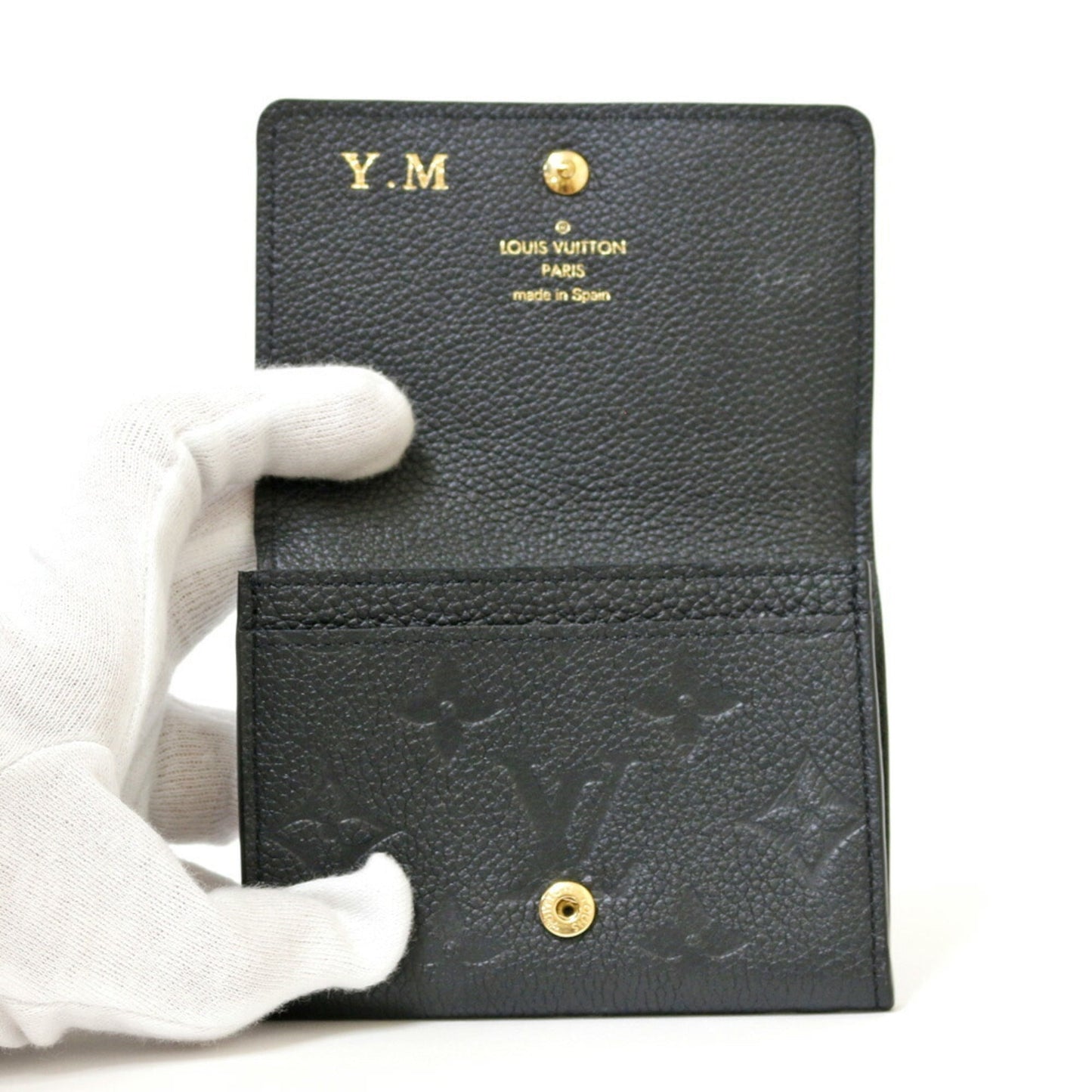 Louis Vuitton Card Case Monogram Amplant Initials Amberop Cult de Visit M58456 Black Ladies