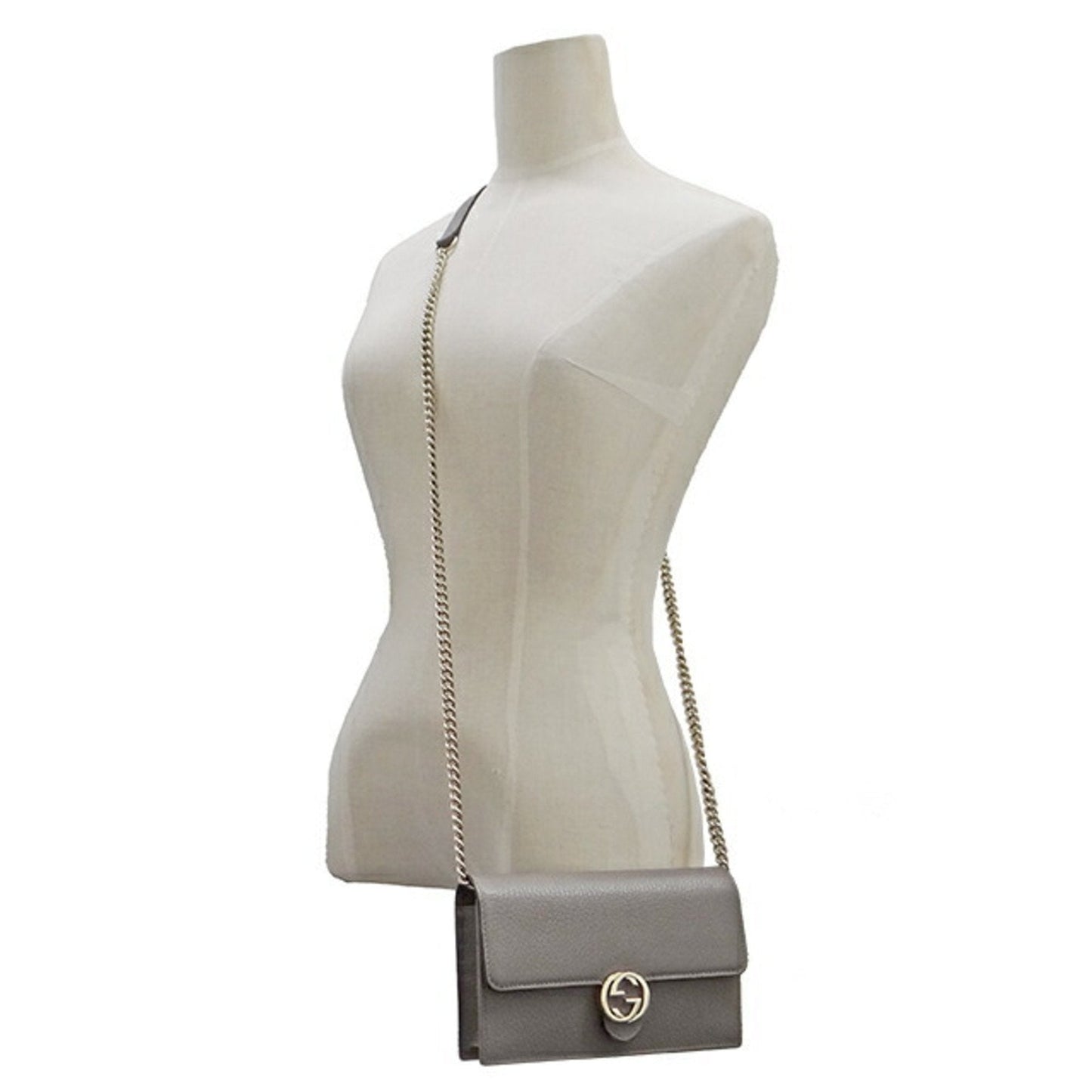 Gucci Bag ladies interlocking shoulder leather chain gray 510314