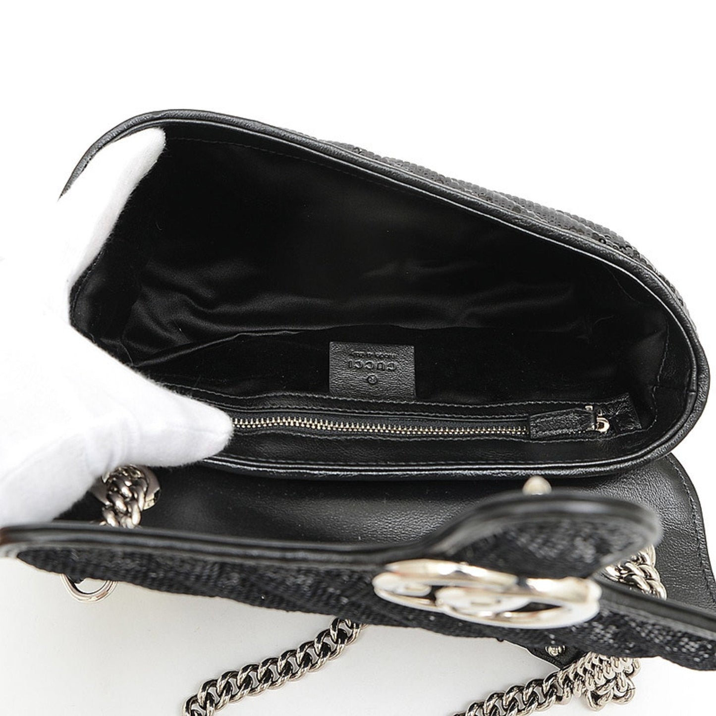 Gucci GG Marmont Small Sequin Shoulder Bag Black 443497