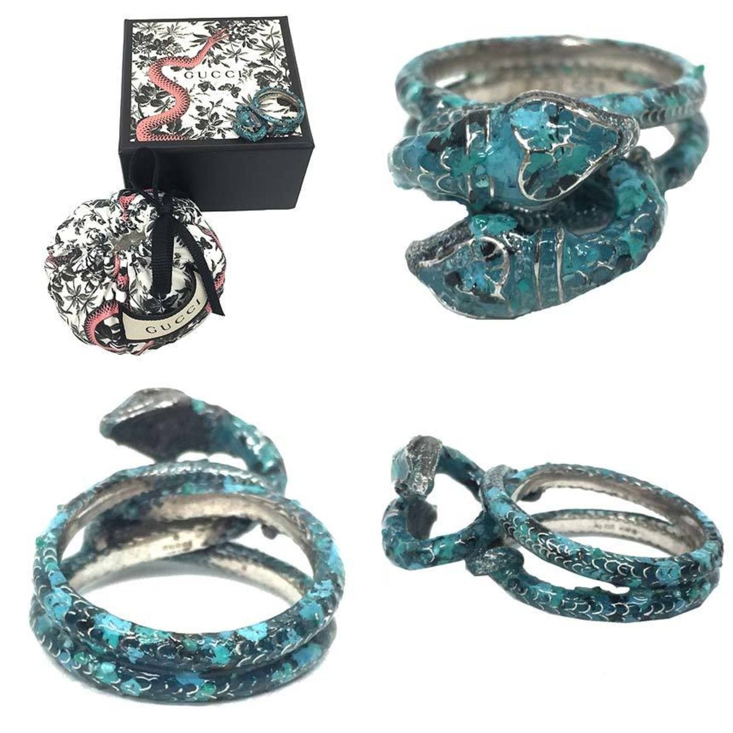Gucci Garden Snake Ring Aging Finish Sterling Silver 525177 # 18 AG925 Men's Women's