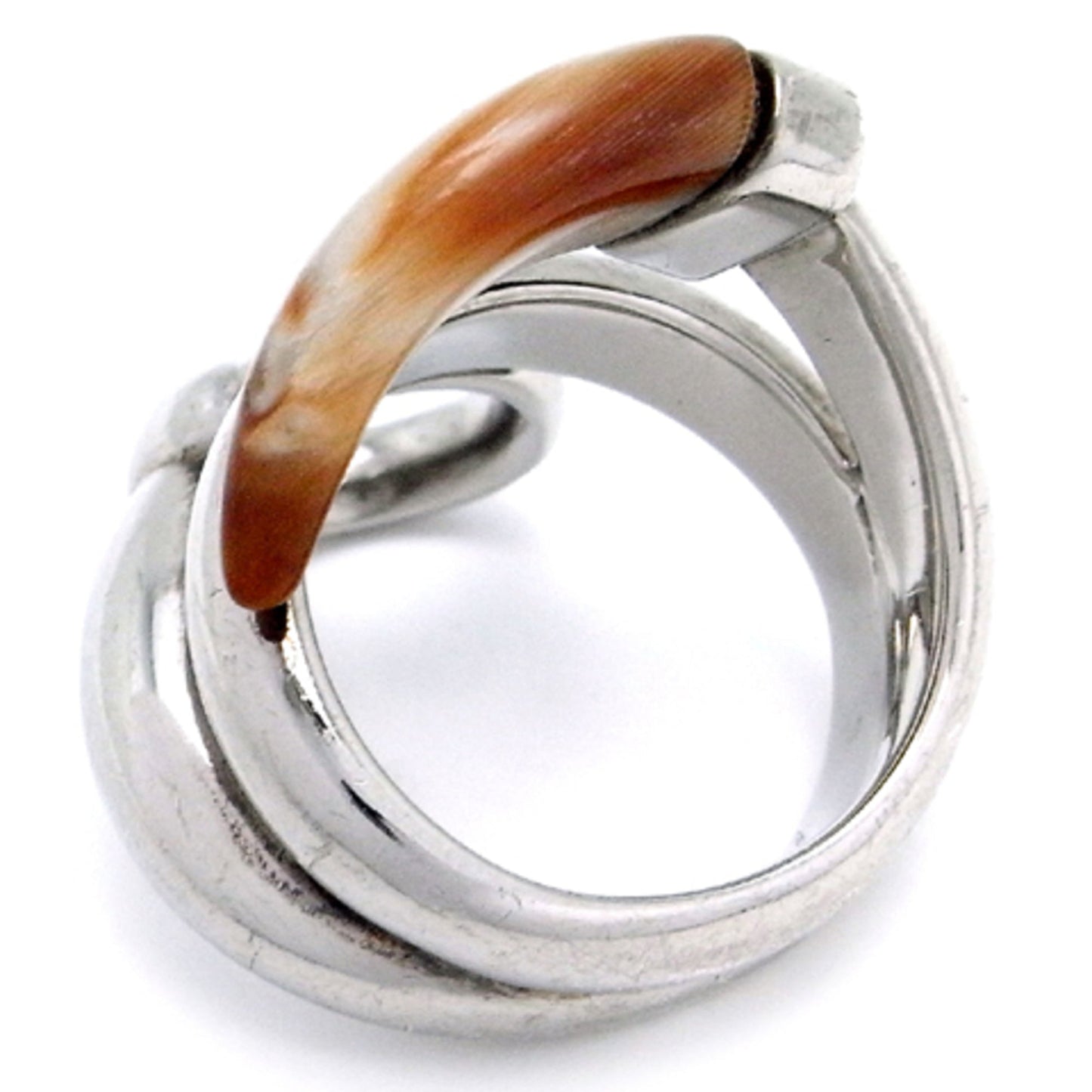 Gucci Horsebit Horn Lady's Ring Silver 925