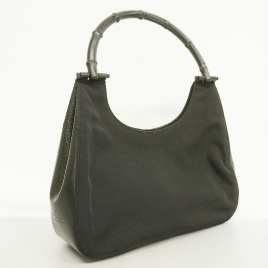 Gucci  Bamboo HandBag 001 3739 Women's Nylon,Leather HandBag Black