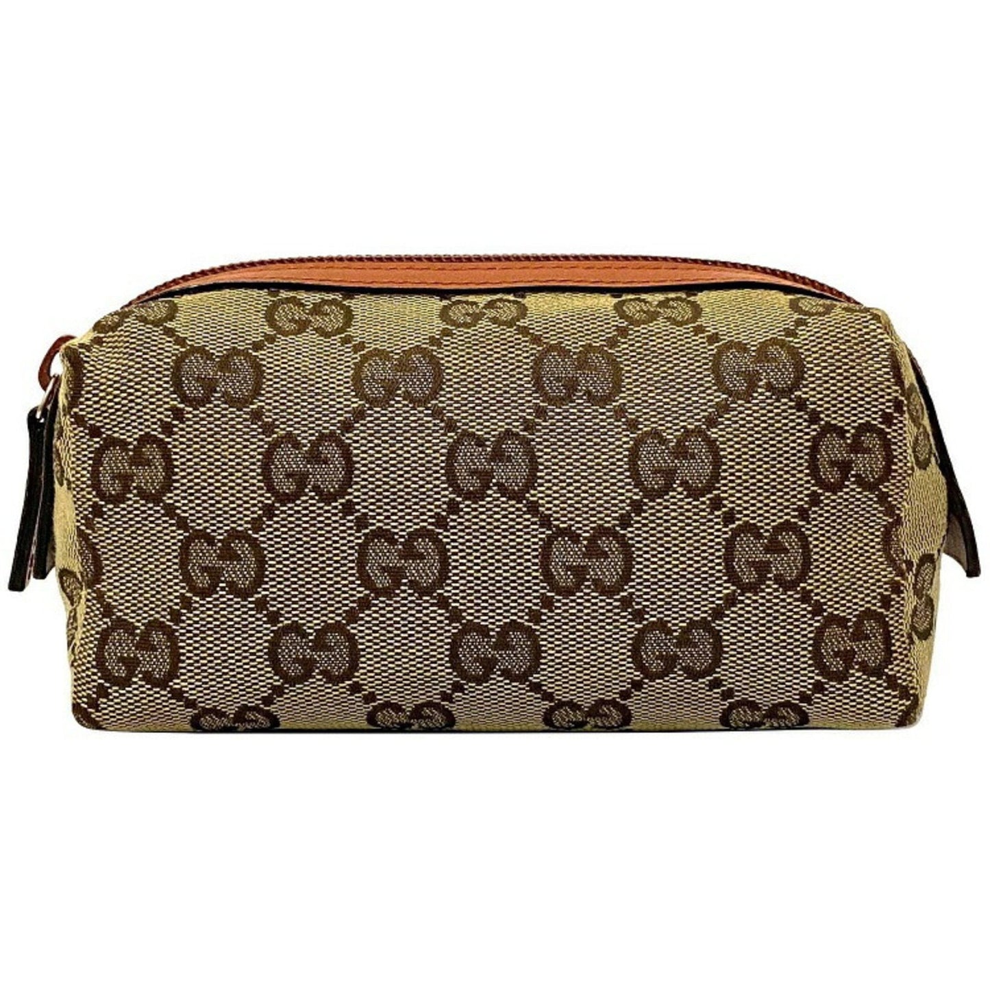 Gucci Pouch Beige Orange GG Canvas 29596 Leather GUCCI Ladies