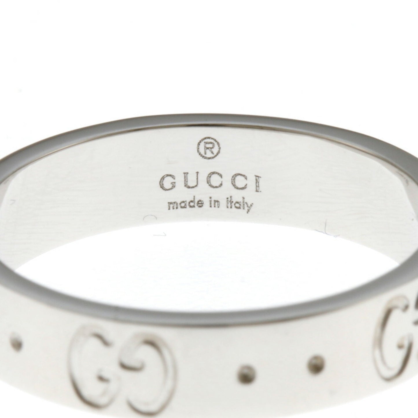 Gucci Icon Ring No. 9.5 18K K18 White Gold Women's