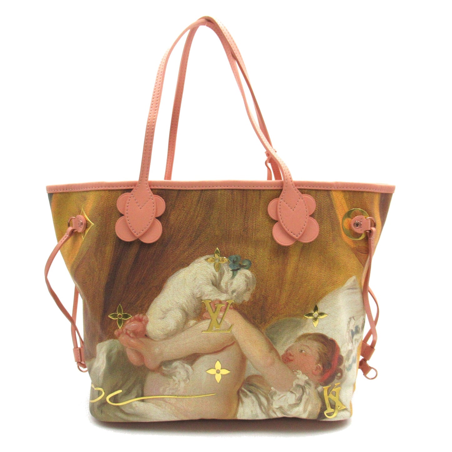 LOUIS VUITTON Fragonard Neverfull MM Pink Brown Masters collection PVC coated canvas M43319