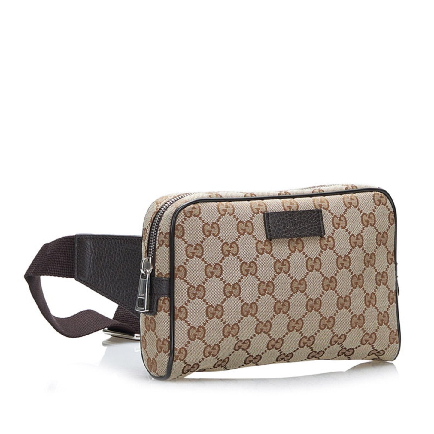 Gucci GG Canvas Waist Bag Body 449174 Beige Brown Leather Unisex GUCCI
