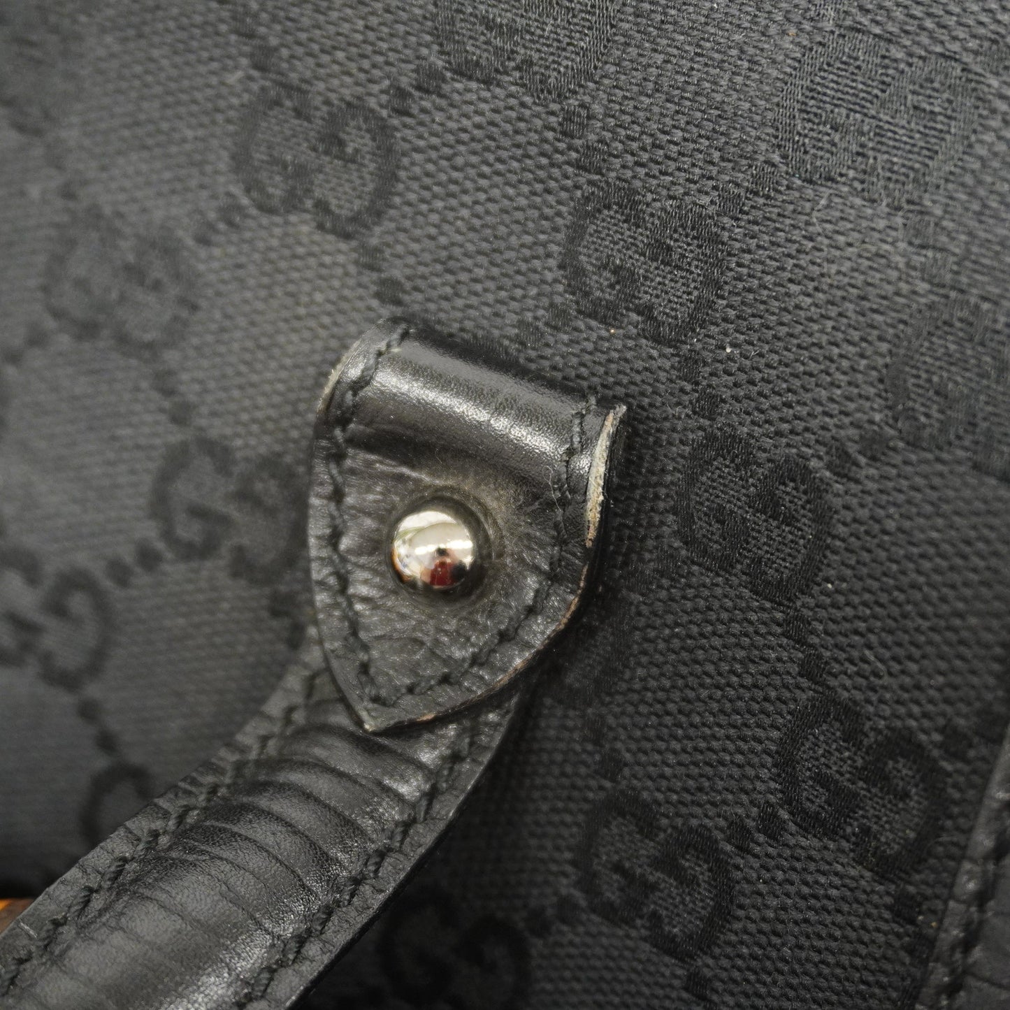 GUCCIAuth  Bamboo Handbag 111713 Women's GG Canvas Handbag Black