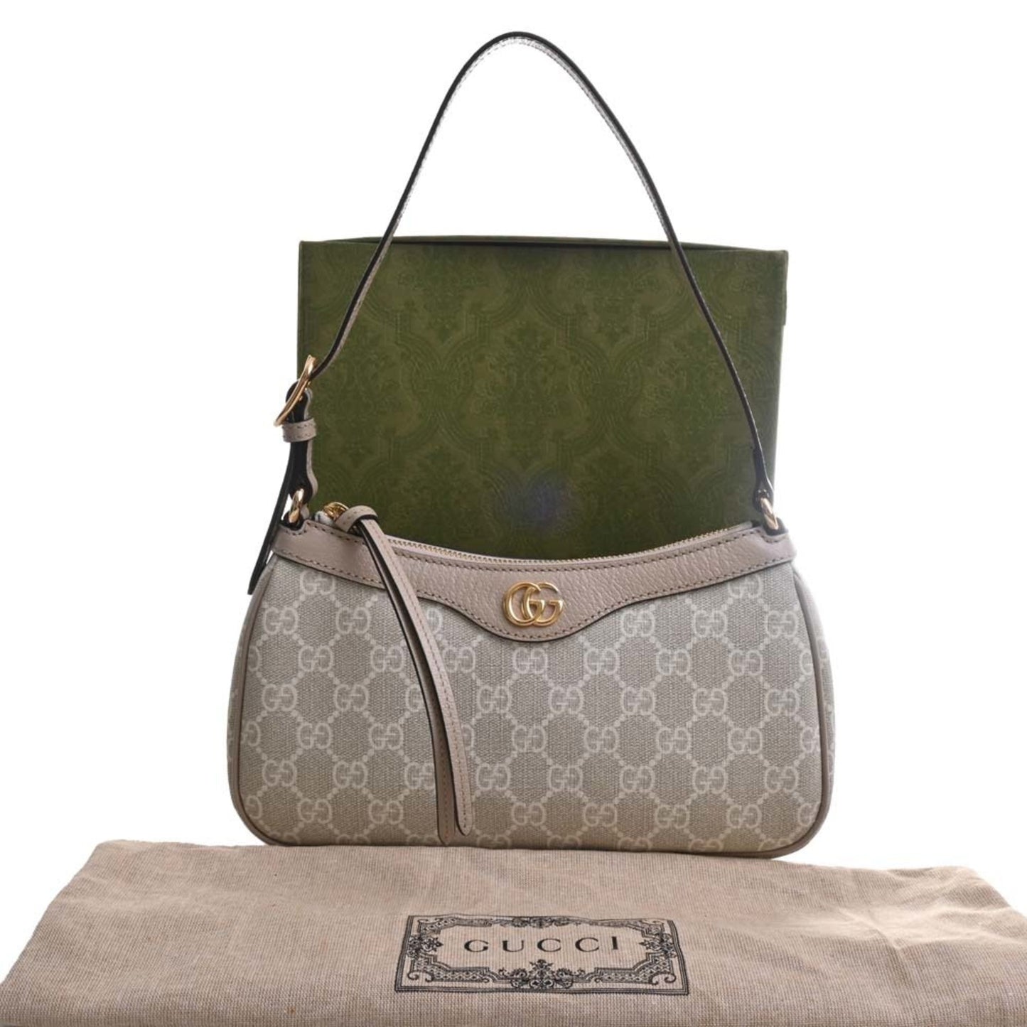 GUCCI Ophidia GG Supreme Leather Small Handbag 735145 Beige/White Women's