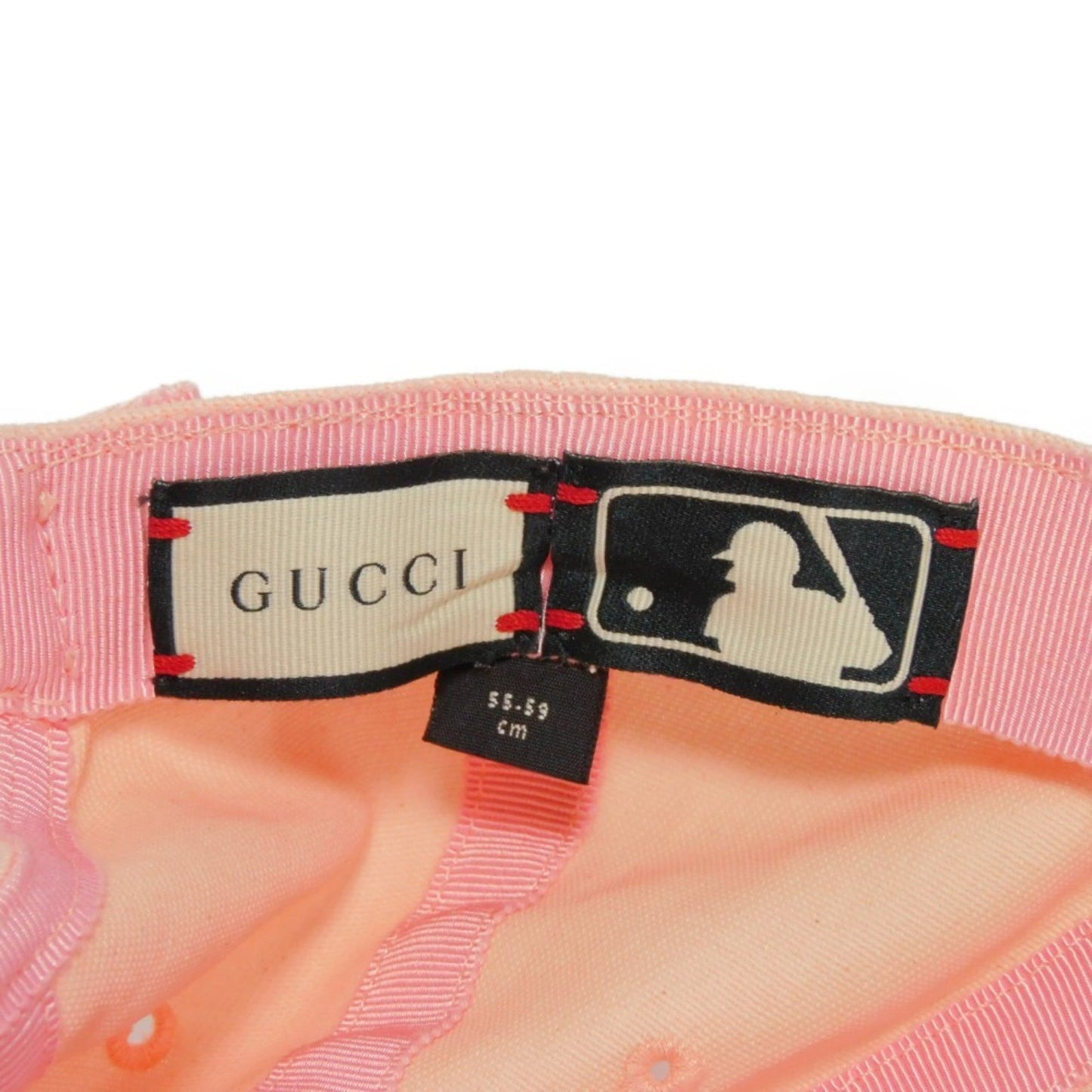 GUCCI Cap NY Yankees Baseball Rabbit Navy Red Cotton 55~59cm Logo 538561 3HE27 5800 Women's