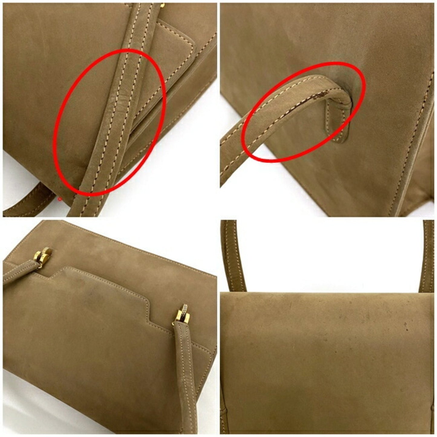 Gucci Handbag Beige Gold Histeria Suede GUCCI Flap Mini Bag Ladies