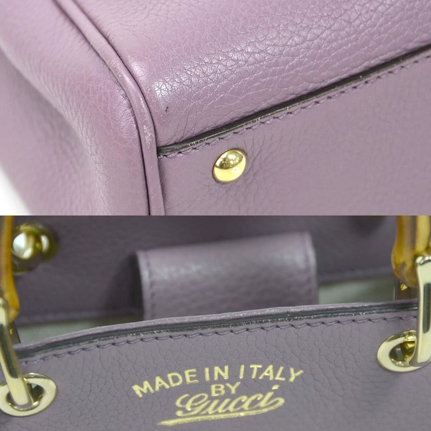 Gucci Handbag Diagonal Shoulder Bag 2Way Bamboo Purple Leather GUCCI Women's 368823