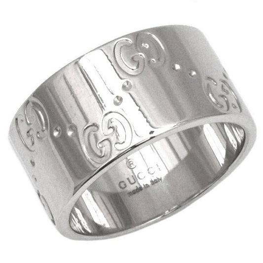 Gucci Icon Ring WG White Gold GG No. 8 # 750 K18 GUCCI 9mm Engraved Band Women's Men's Unisex Flat