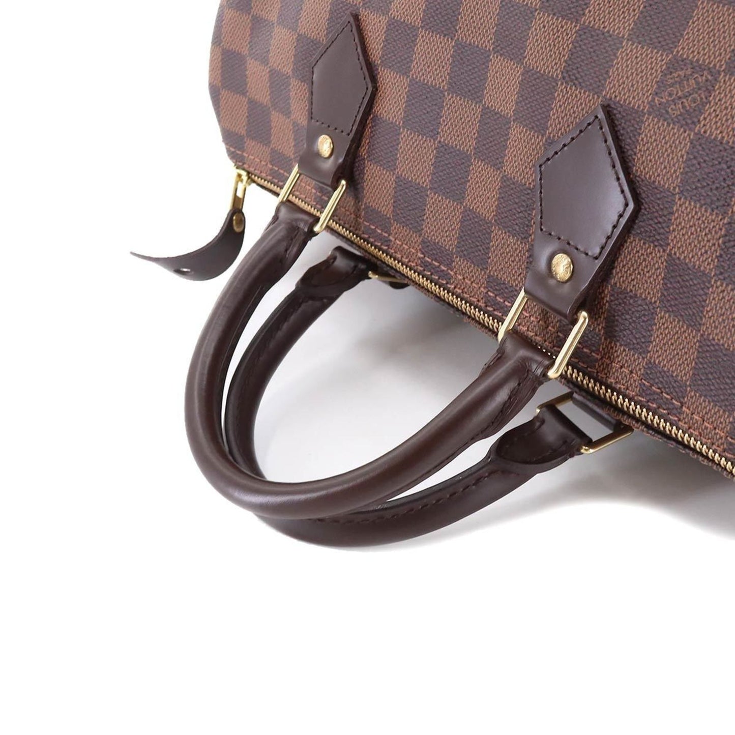 LOUIS VUITTON Damier Speedy 30 Hand Bag Ebene N41531 Brown Gold Hardware